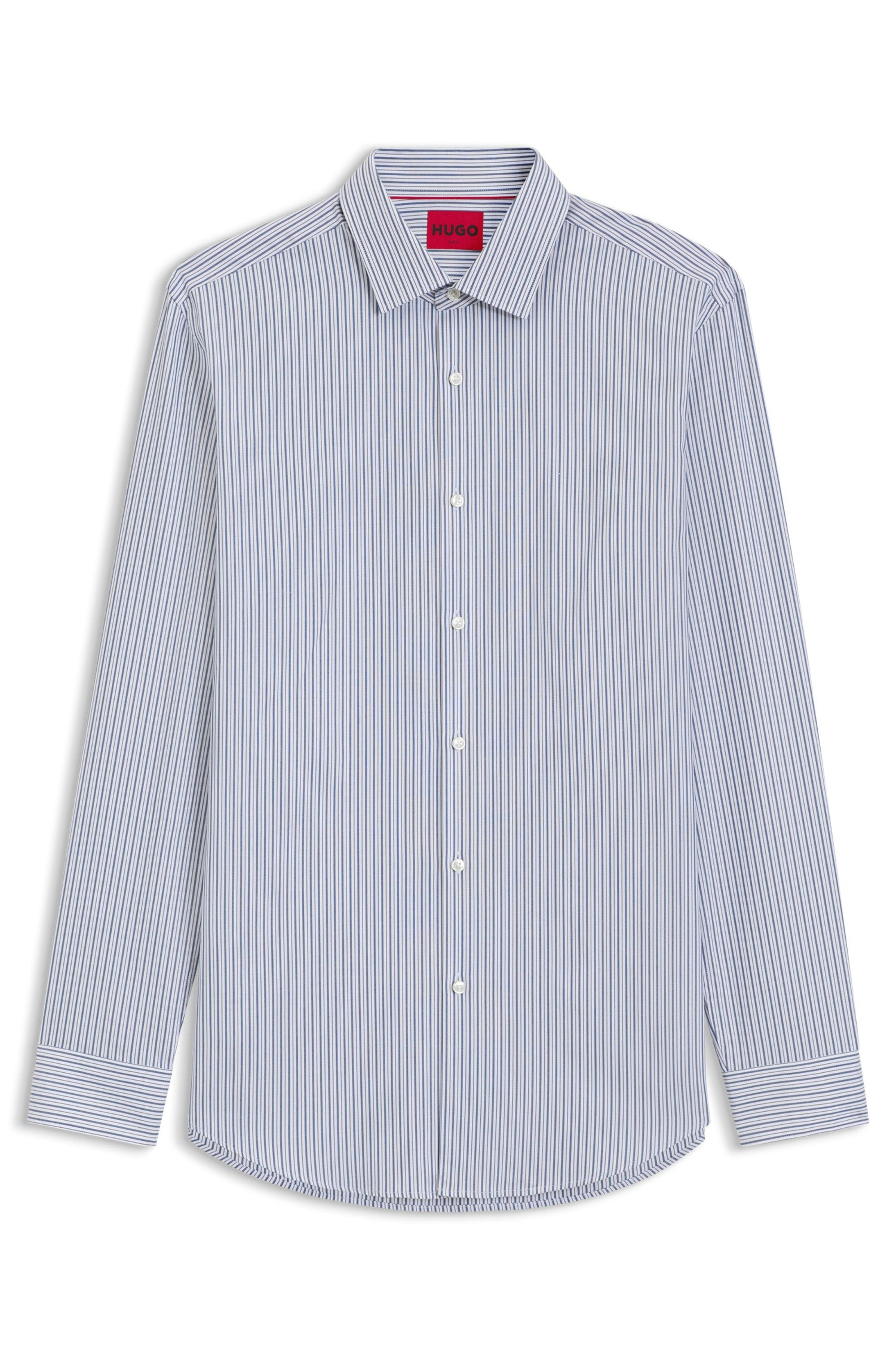 Košile slim fit z oxfordské bavlny s manžetami ve tvaru rukávu - Open Blue