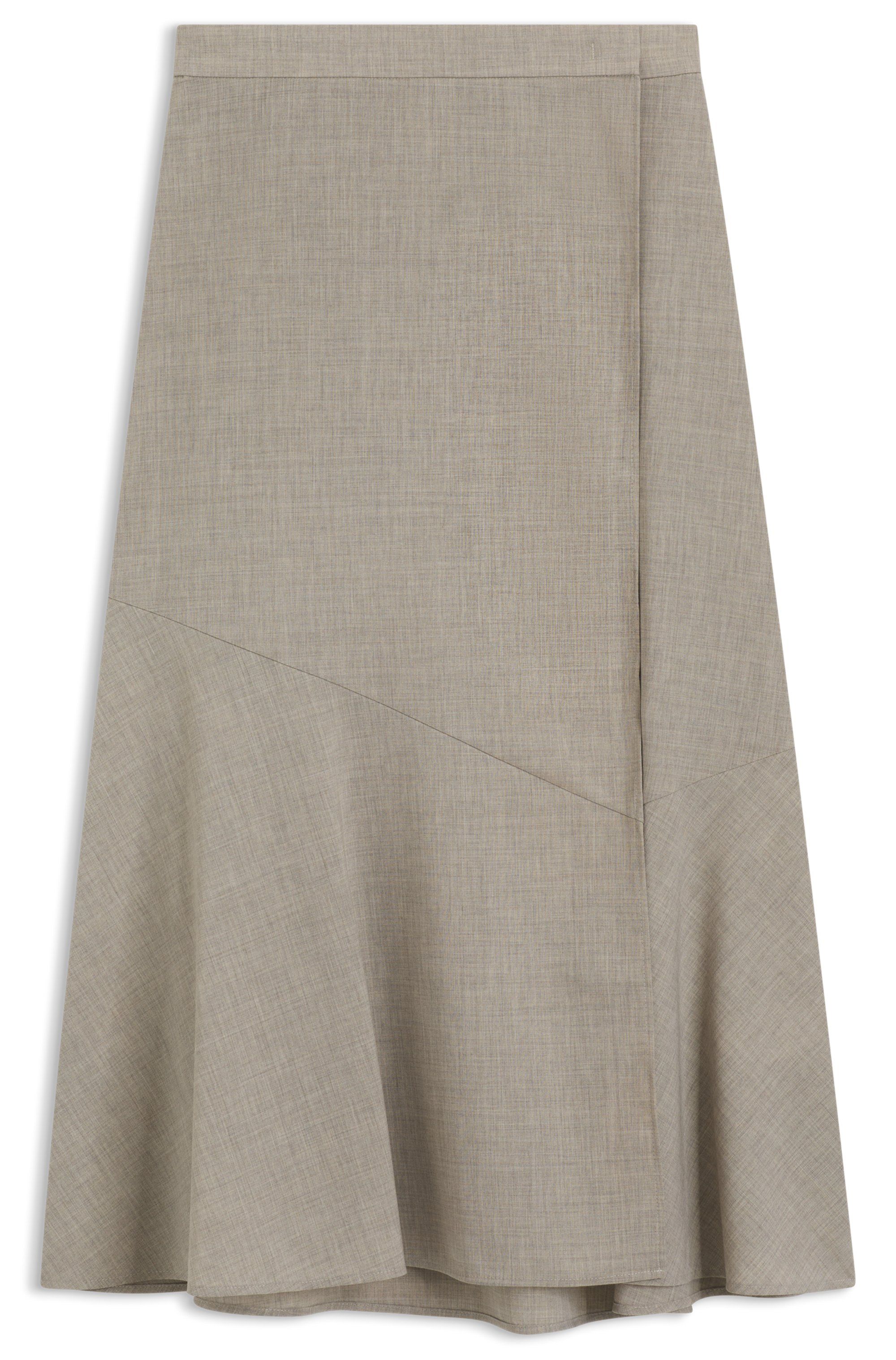 Sukně áčkového střihu z mělanžové panenské vlny - Light Beige