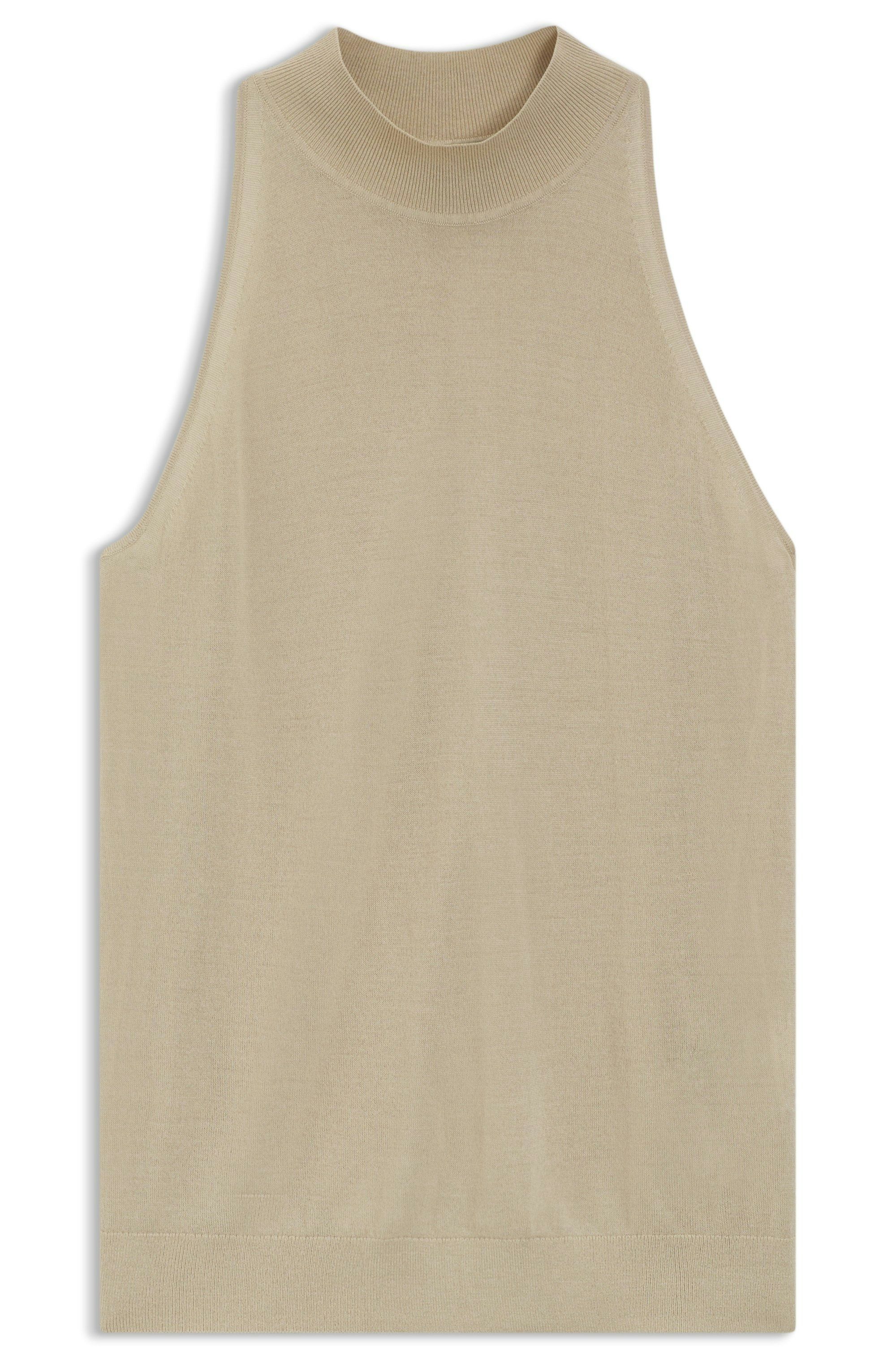 Pletený top s fasádním výstřihem z jemné příze - Light Beige