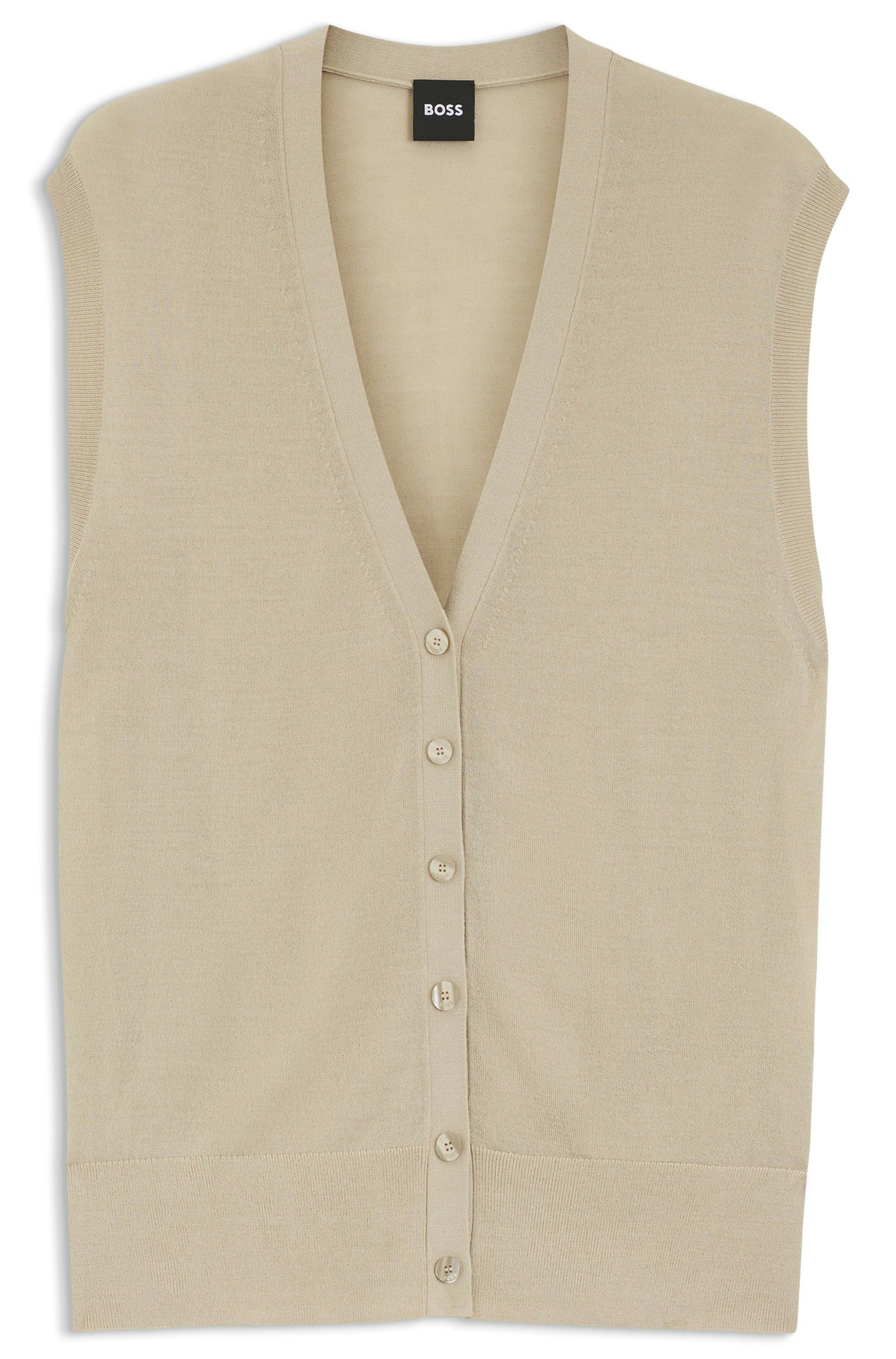 Pletená vesta s merino vlnou - Light Beige