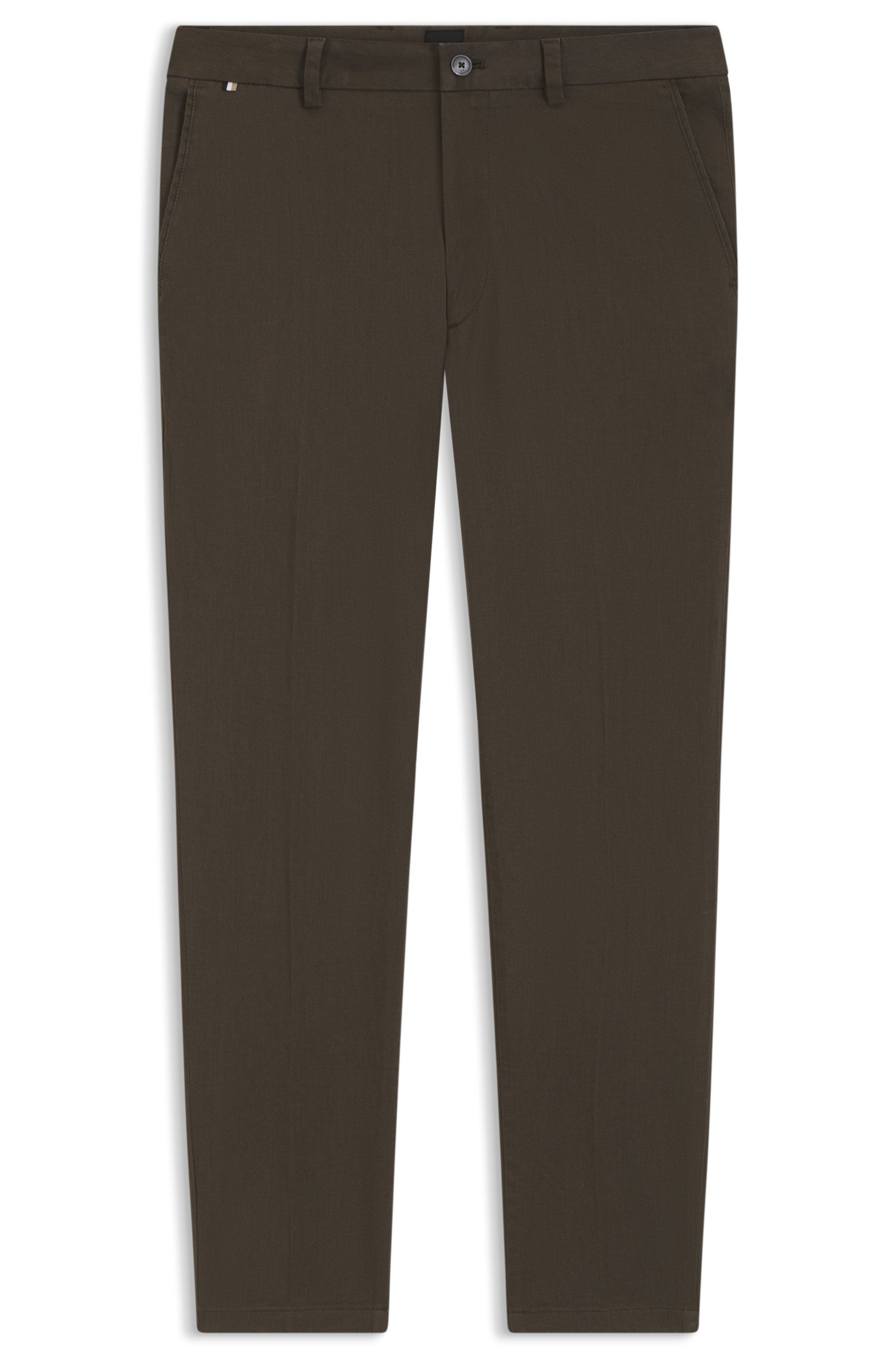Kalhoty modern fit ze strečového bavlněného kepru - Open Green