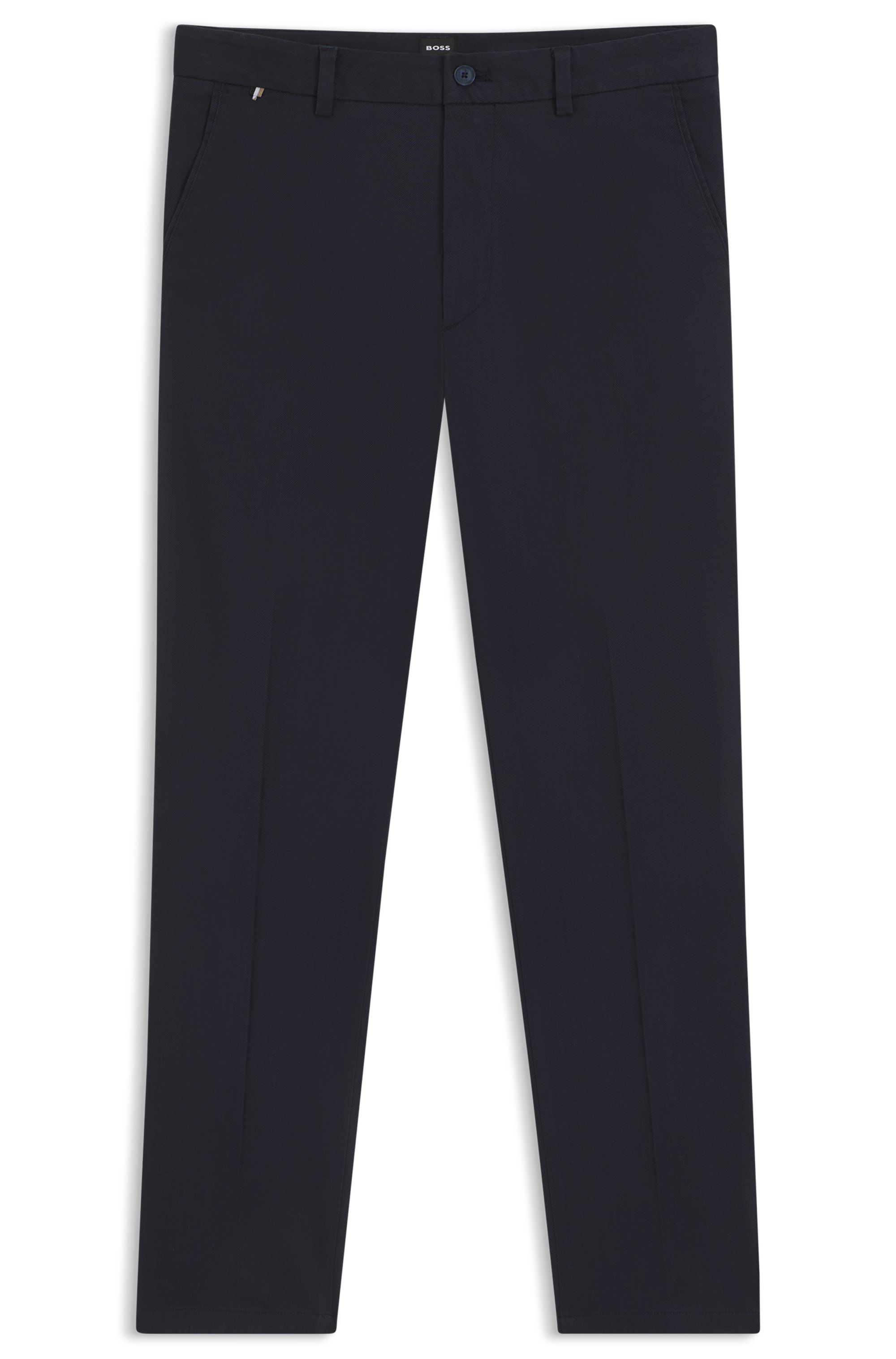 Kalhoty modern fit ze strečového bavlněného kepru - Dark Blue