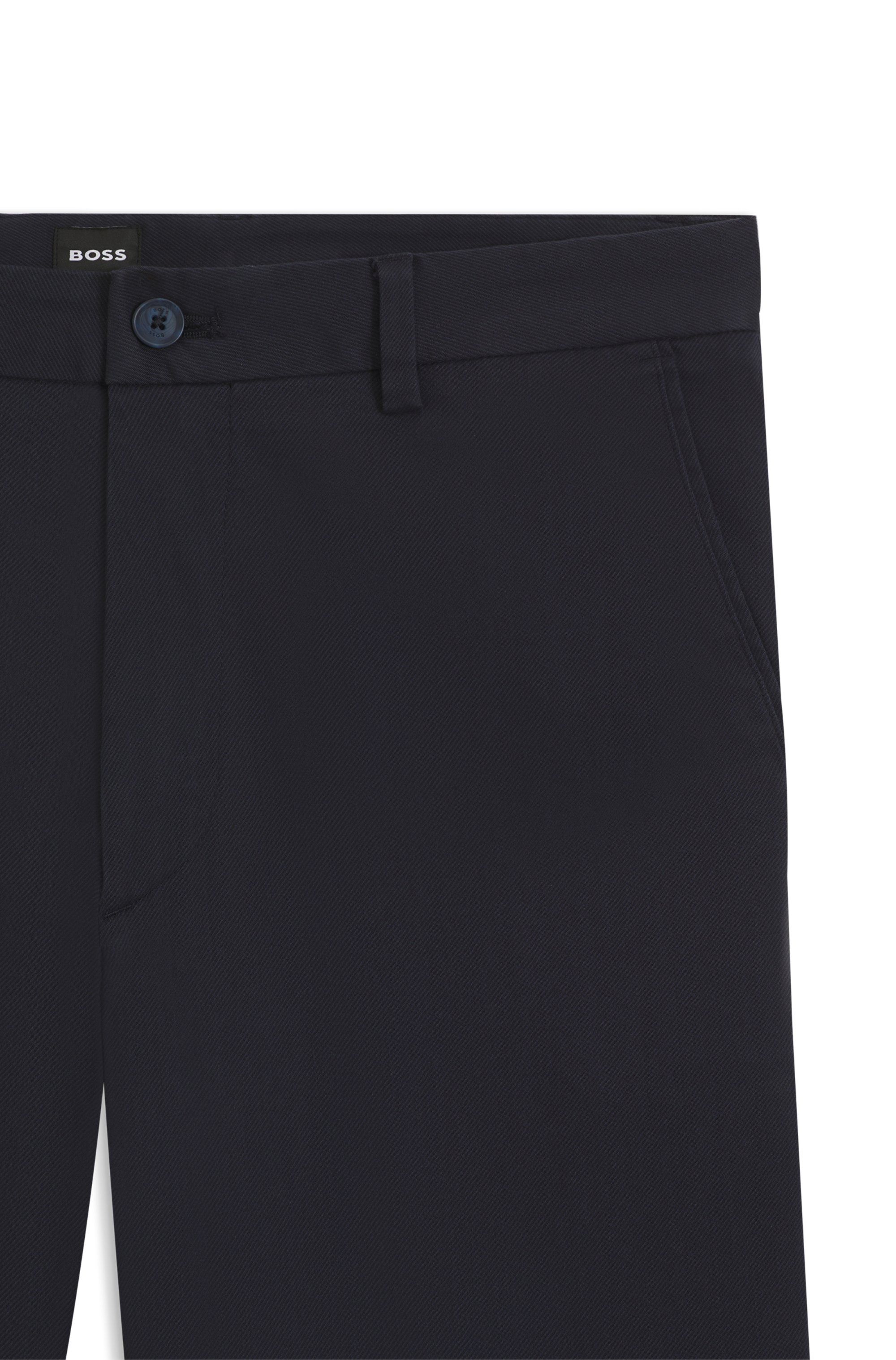 Kalhoty modern fit ze strečového bavlněného kepru - Dark Blue