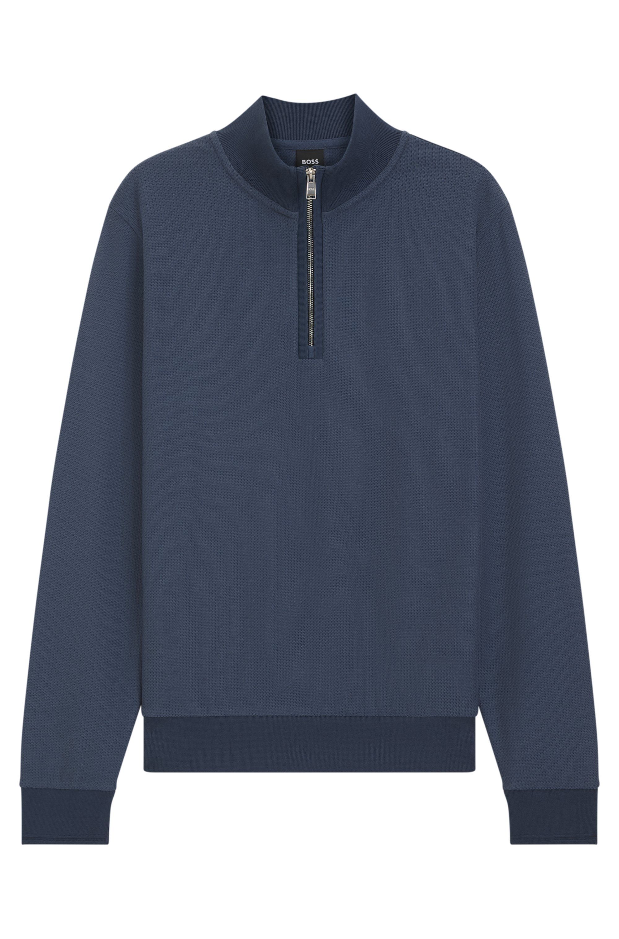 Mikina z bavlněné směsi se čtvrtinovým zipem - Open Blue