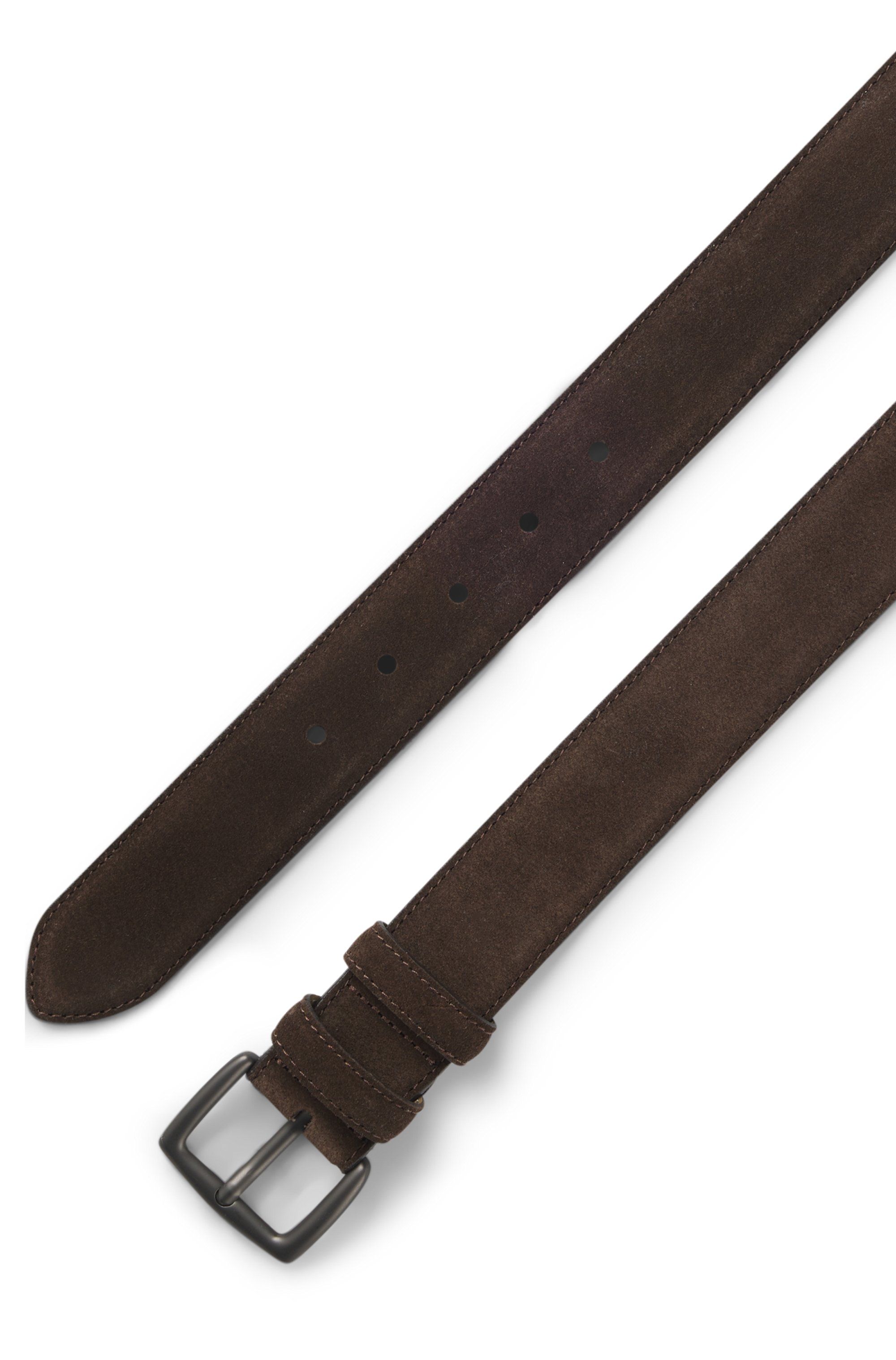 Pásek BECKHAM x BOSS z italského semiše - Dark Brown