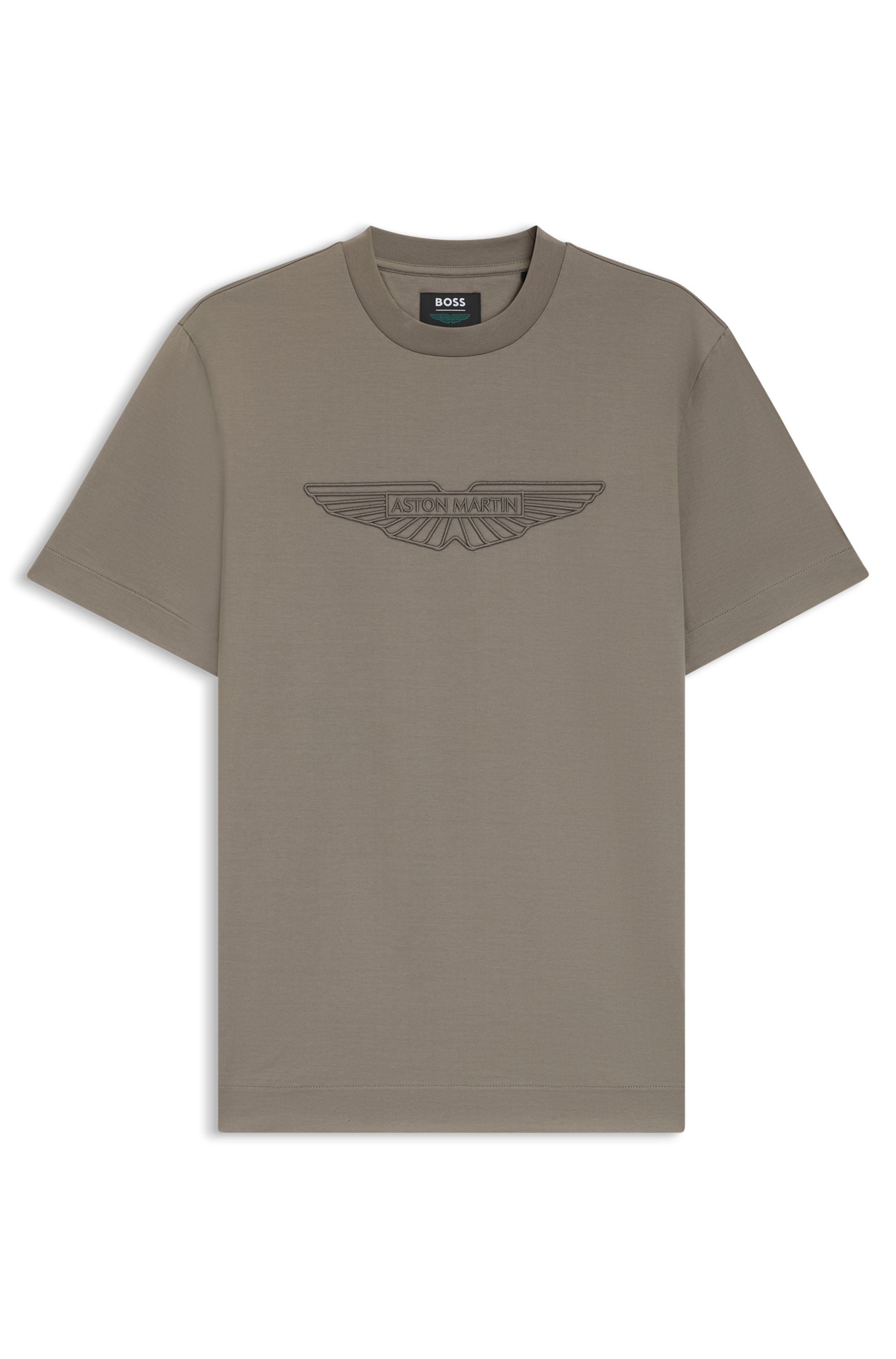 Tričko BOSS x ASTON MARTIN z mercerizované bavlny s detailem křídla - Open Grey