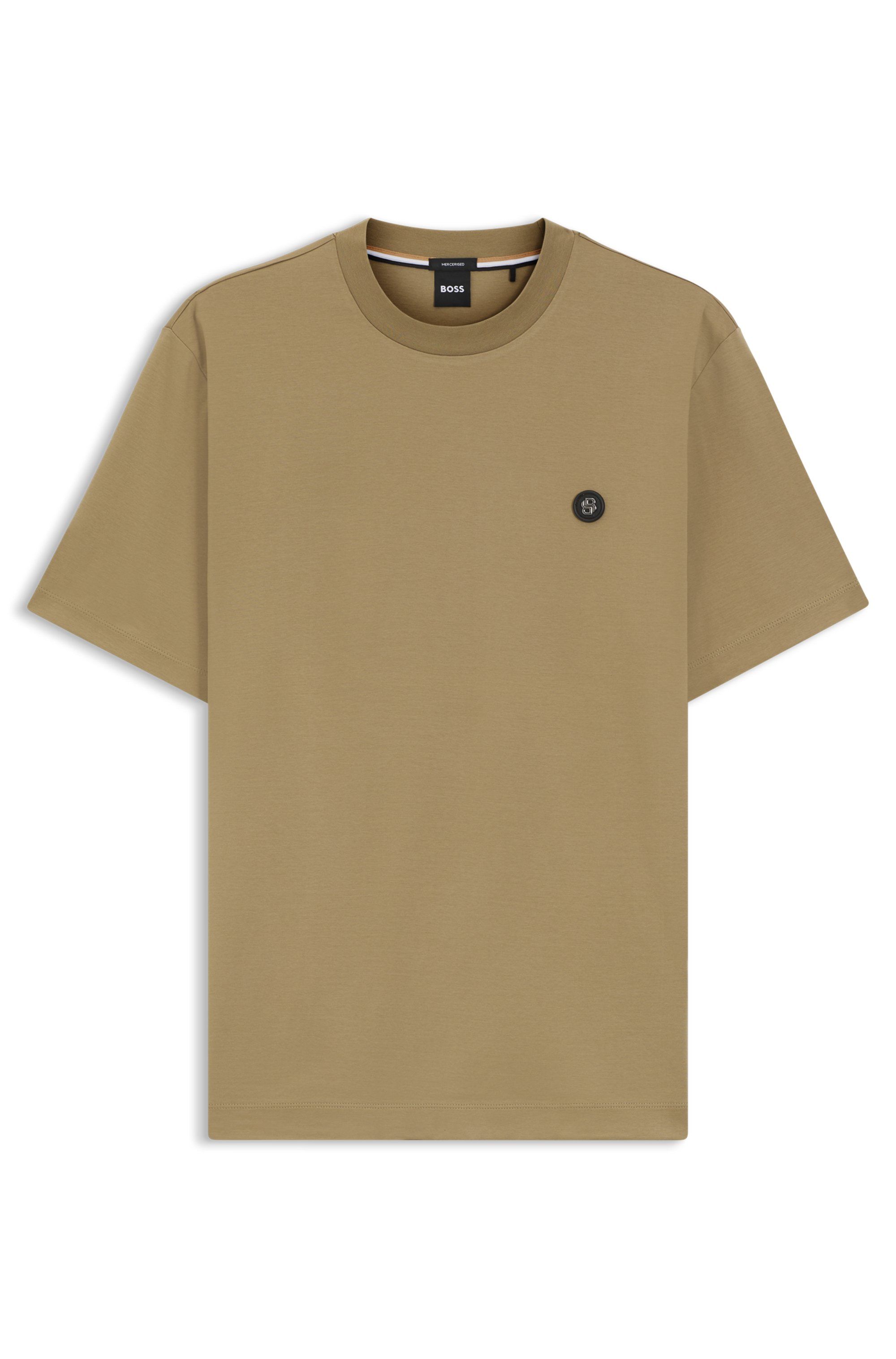 Tričko z mercerizované bavlny s monogramem Double B - Dark Beige