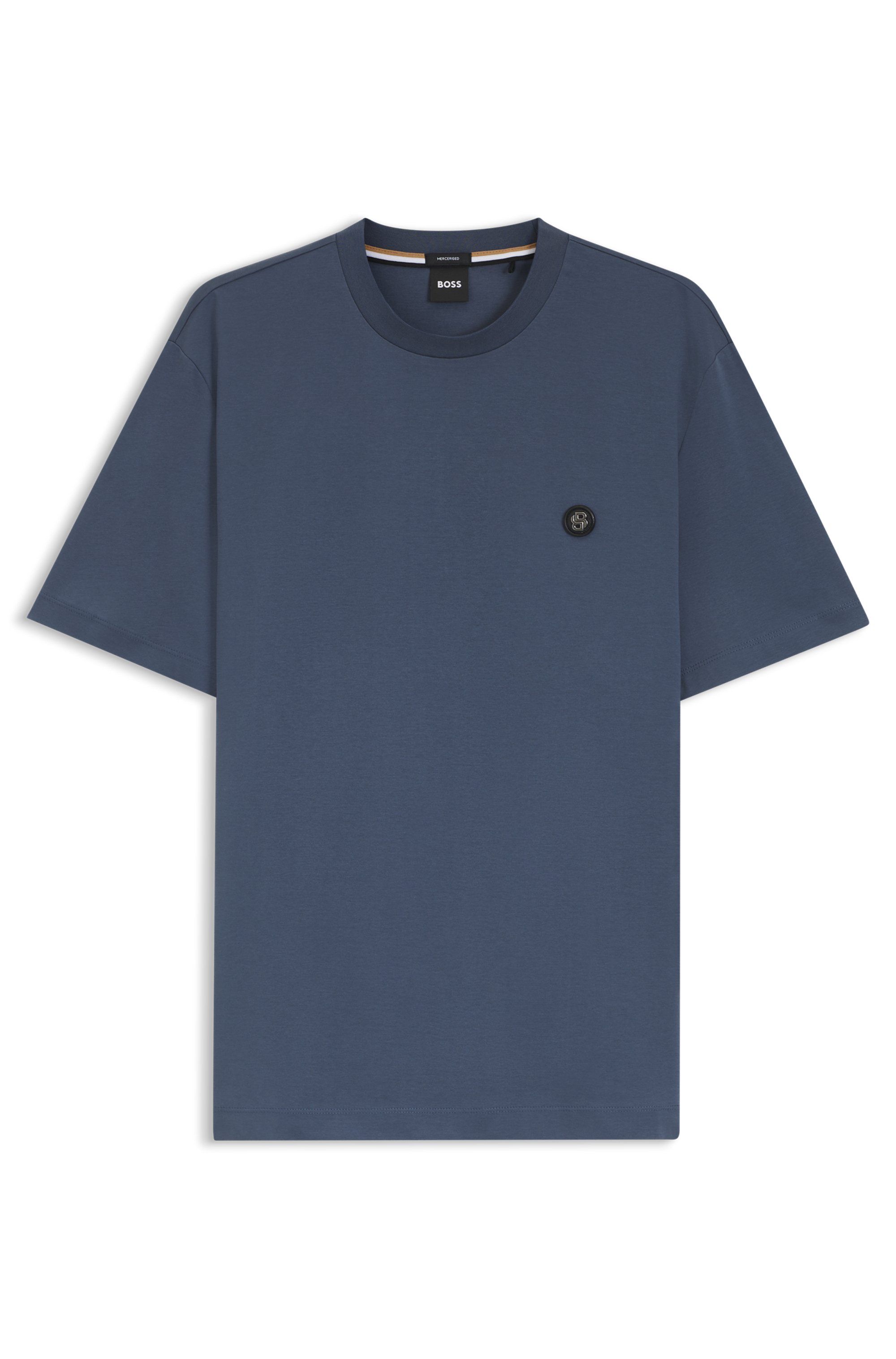 Tričko z mercerizované bavlny s dvojitým monogramem B - Open Blue