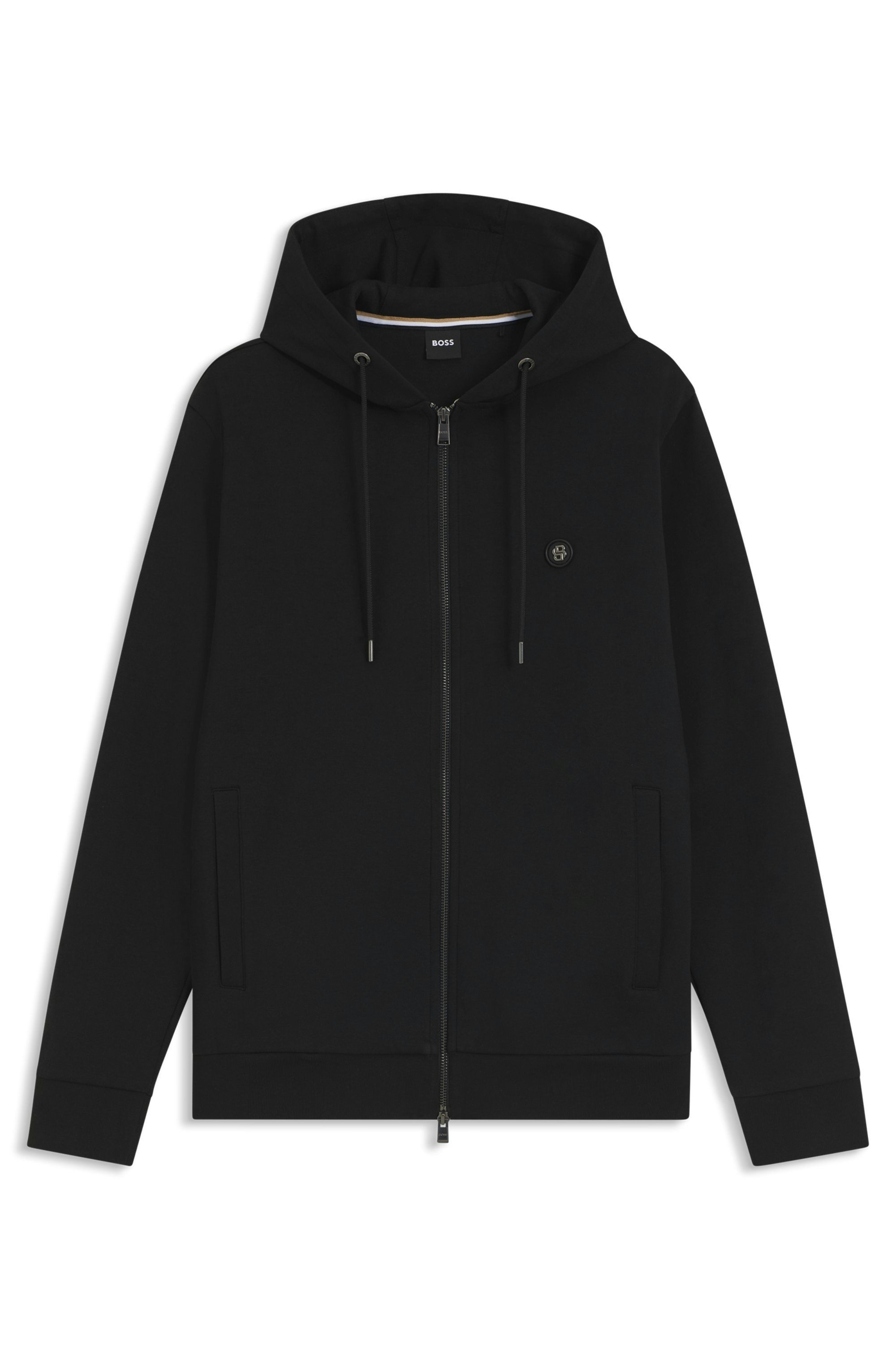 Mikina na zip z bavlněné směsi s monogramem Double B - Black