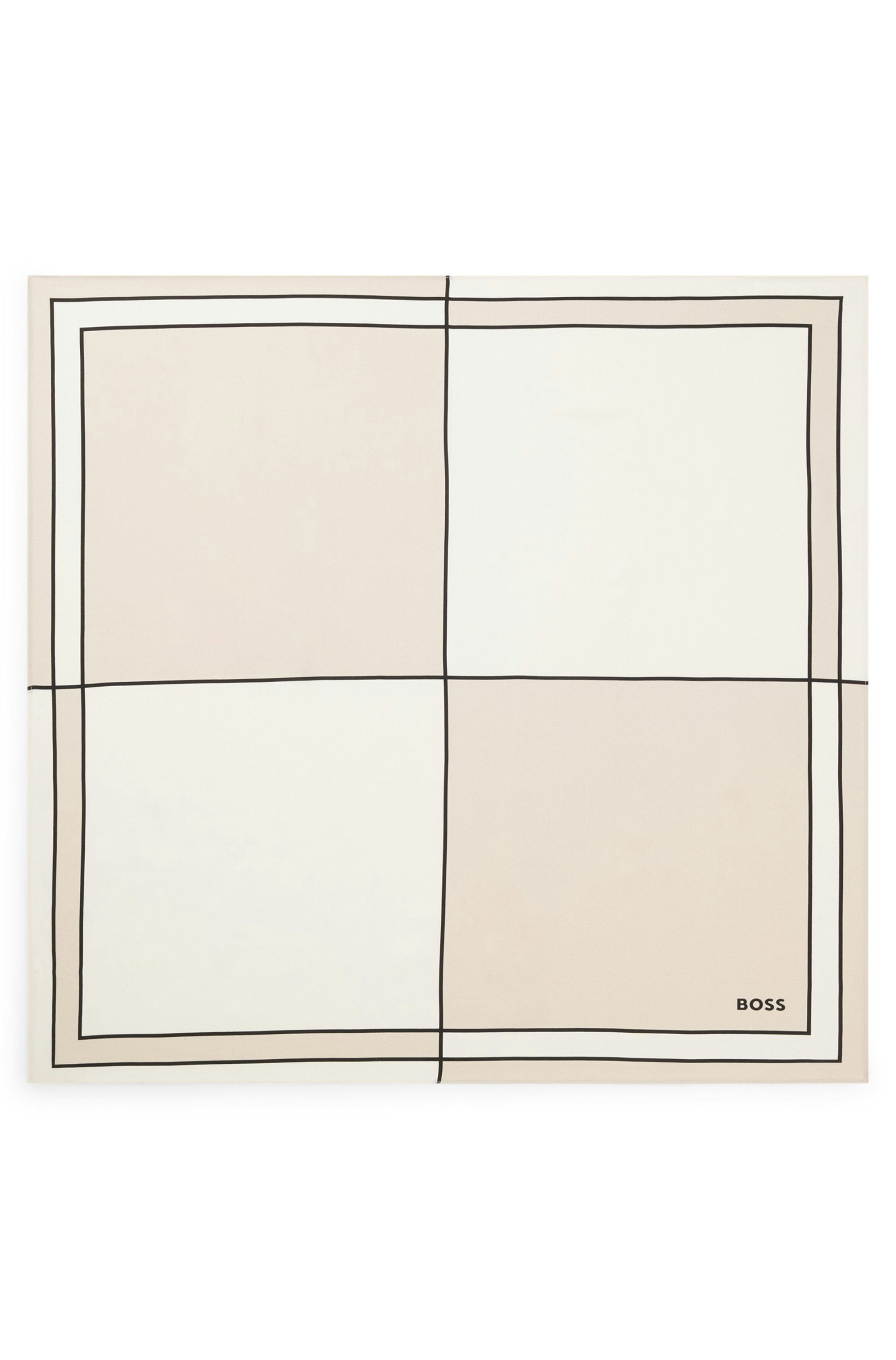 Hedvábný šátek s potiskem a monogramy Double B - Open Beige