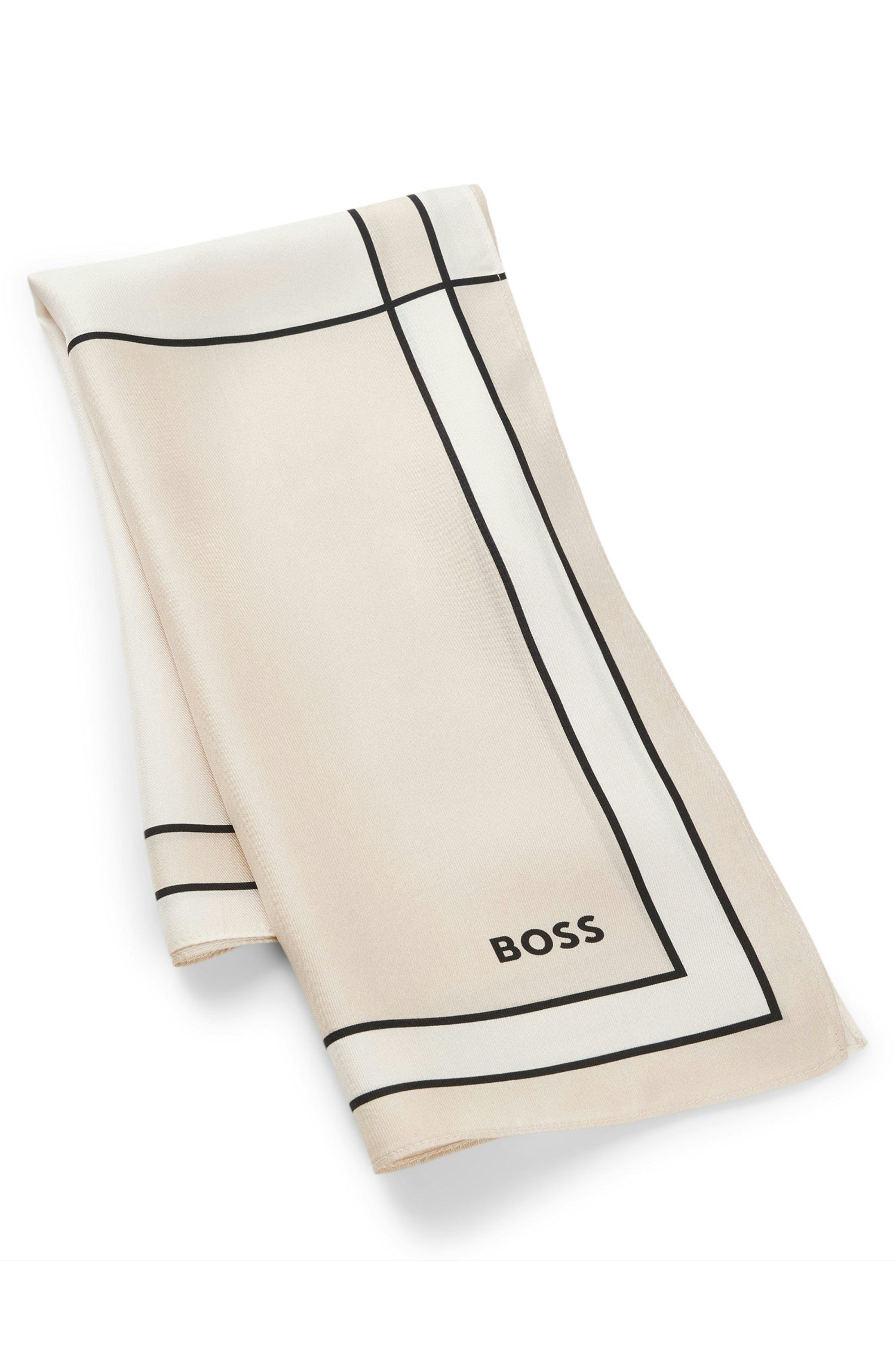 Hedvábný šátek s potiskem a monogramy Double B - Open Beige