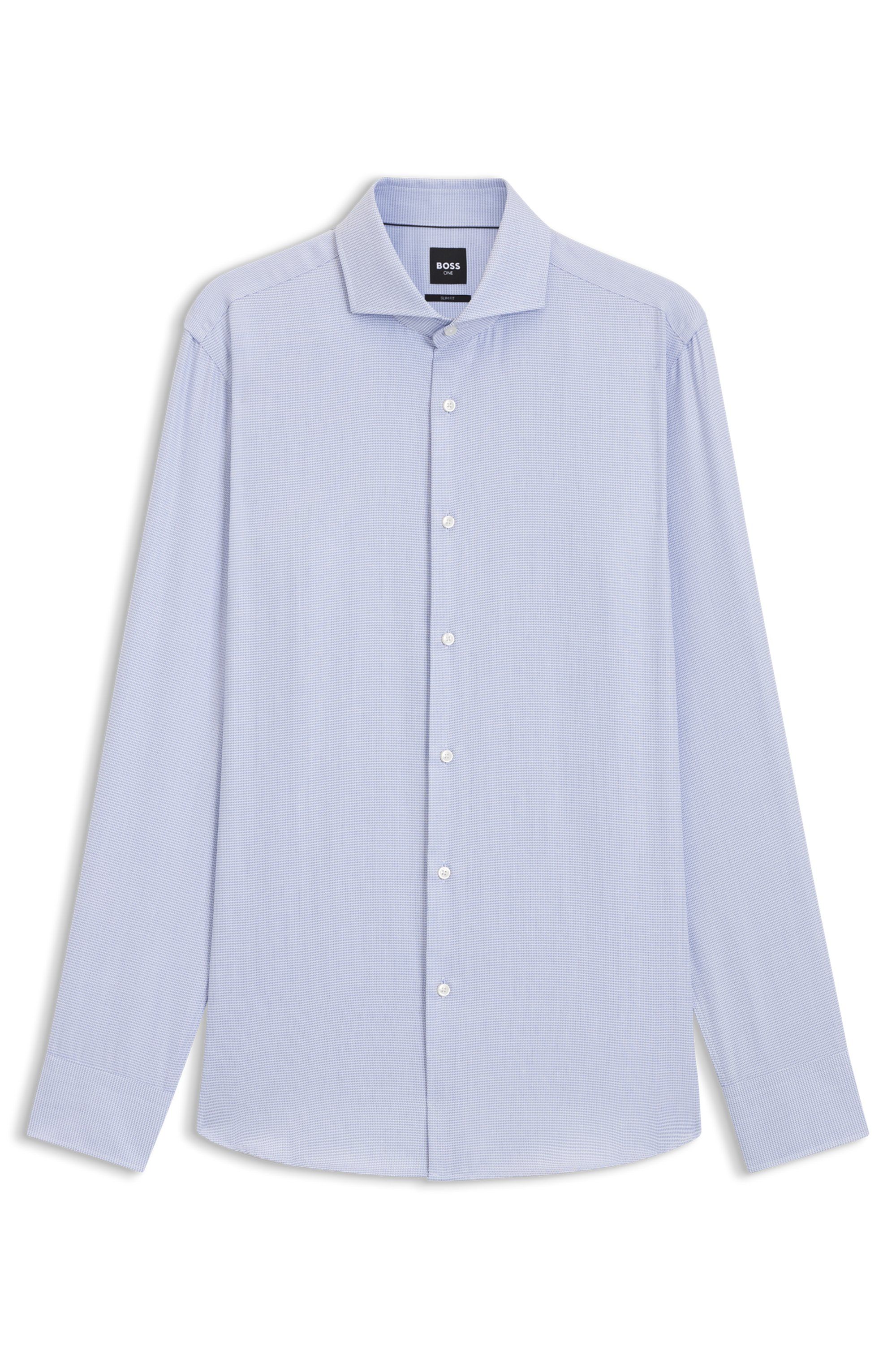 Košile slim fit z nemačkavé strukturované bavlny - Light/Pastel Blue