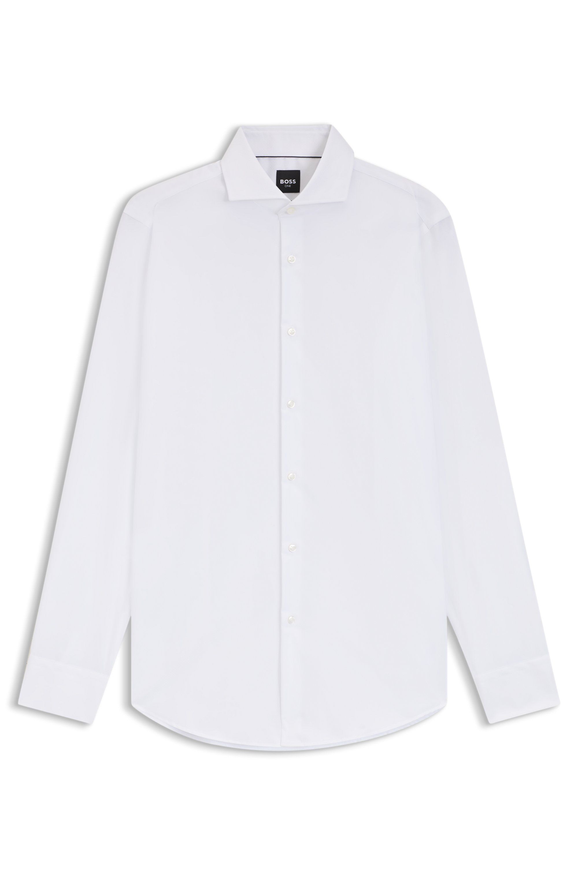 Košile slim fit z nemačkavé strukturované bavlny - White