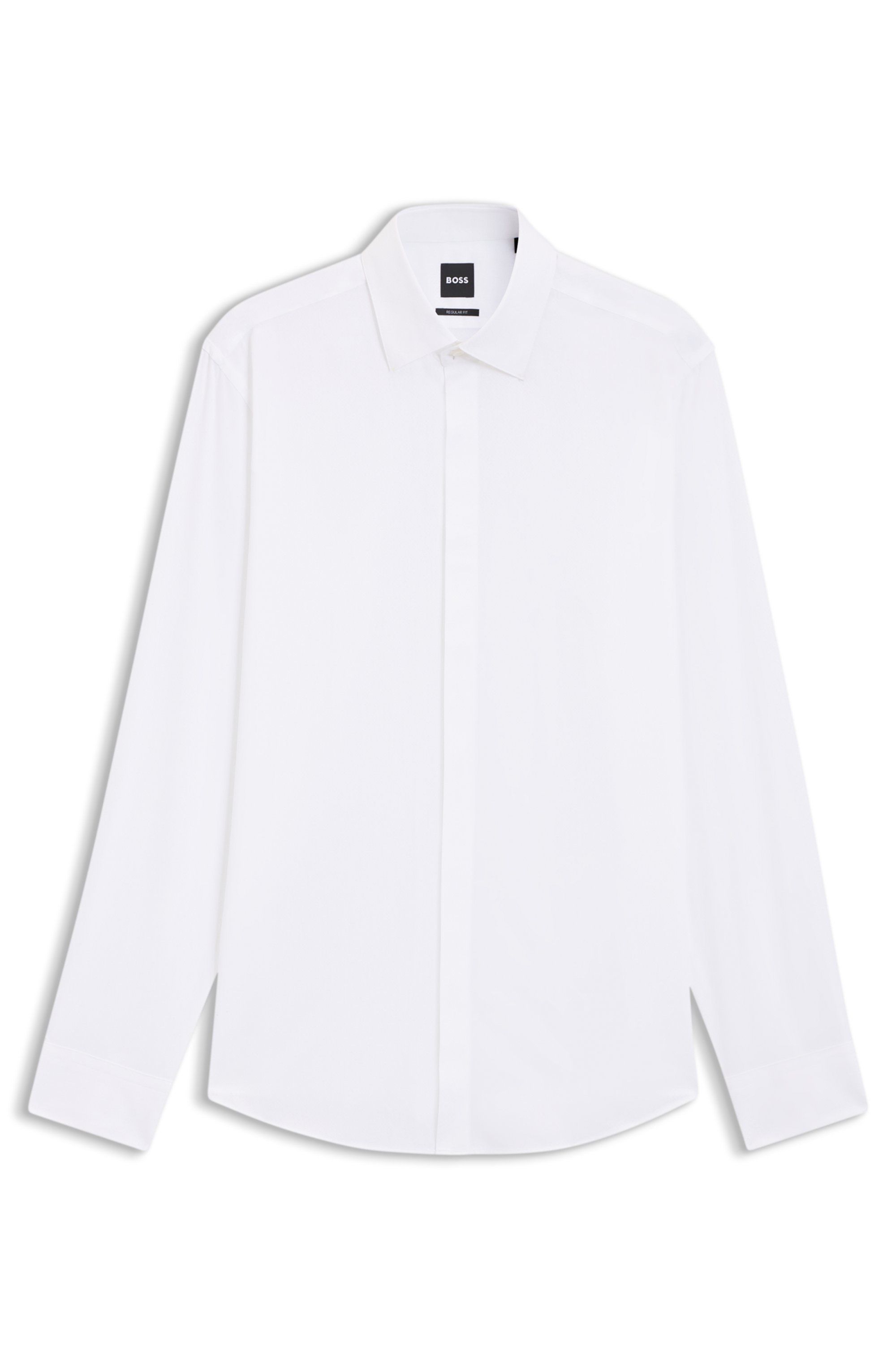 Košile regular střihu z italské bavlny s monogramovým žakárovým vzorem - White