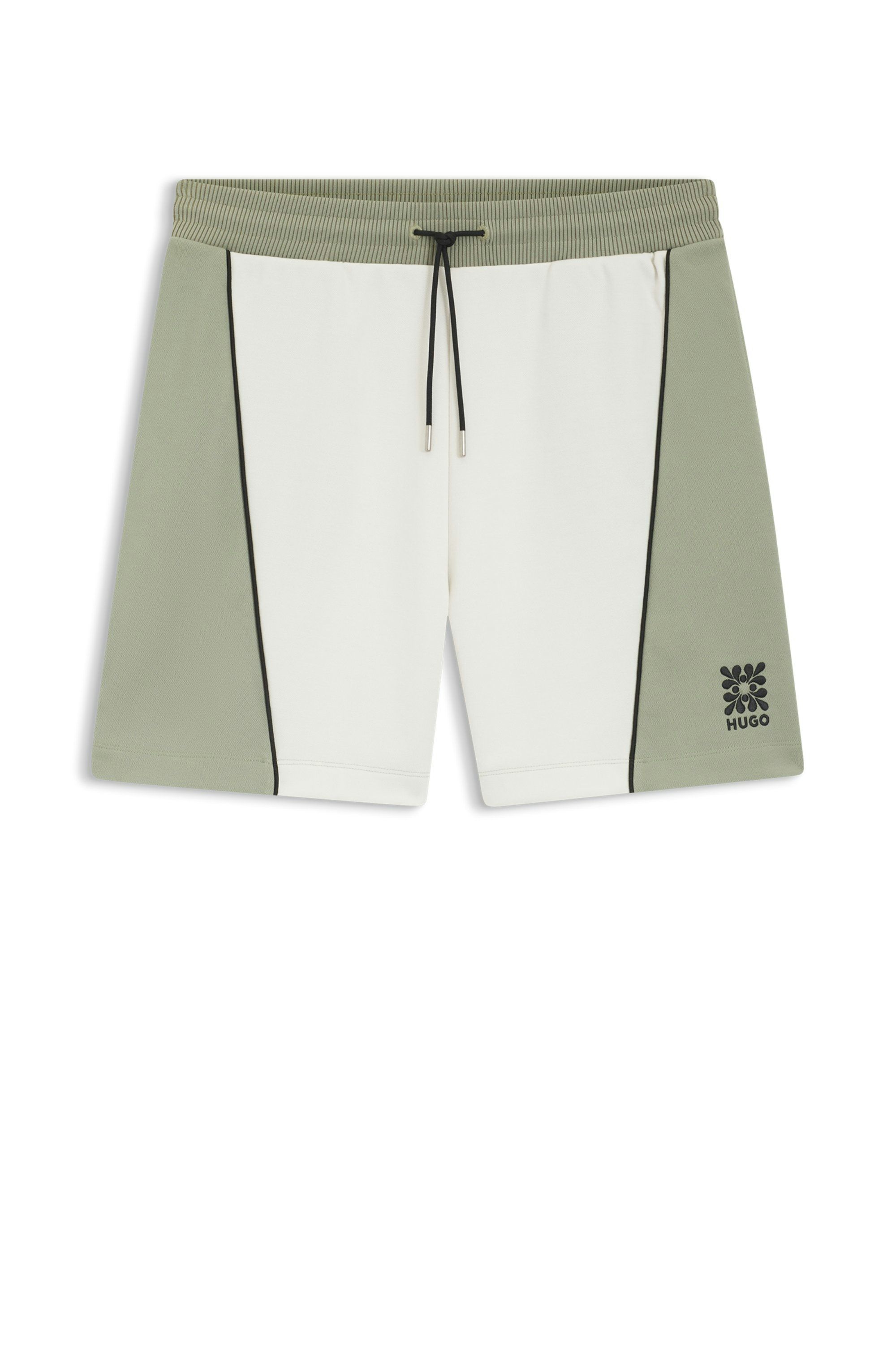 Šortky z bavlněné směsi s vyšívaným logem - Light/Pastel Green