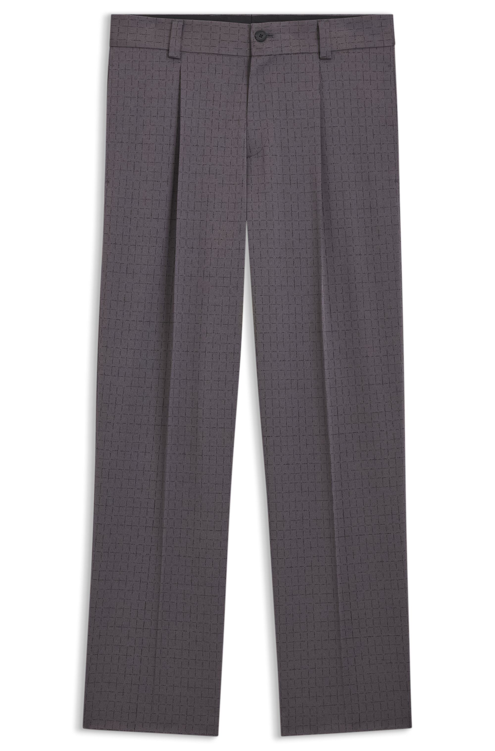 Kalhoty moderního střihu z pružné tkaniny s kostkovaným vzorem - Dark Grey