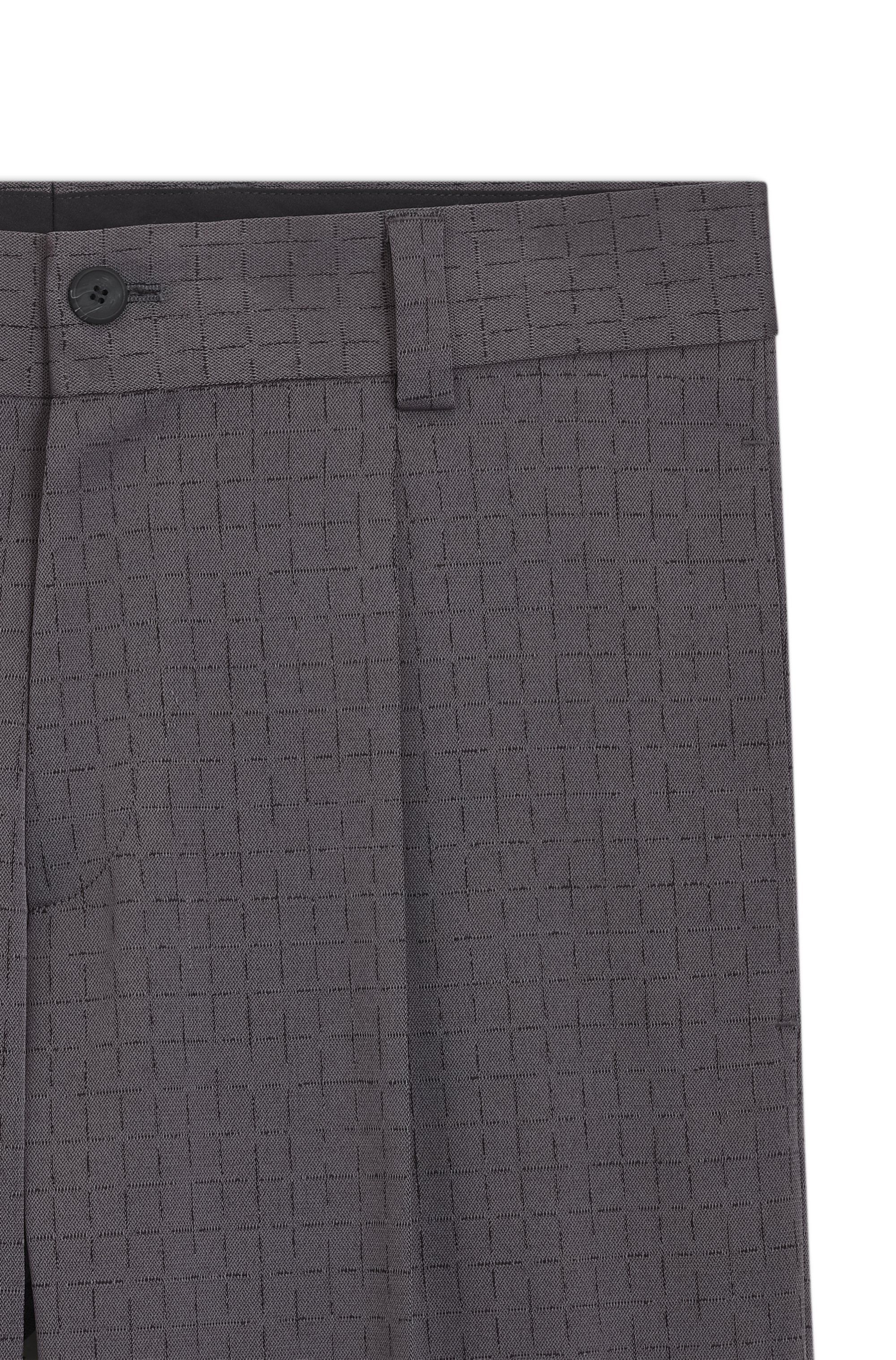 Kalhoty moderního střihu z pružné tkaniny s kostkovaným vzorem - Dark Grey