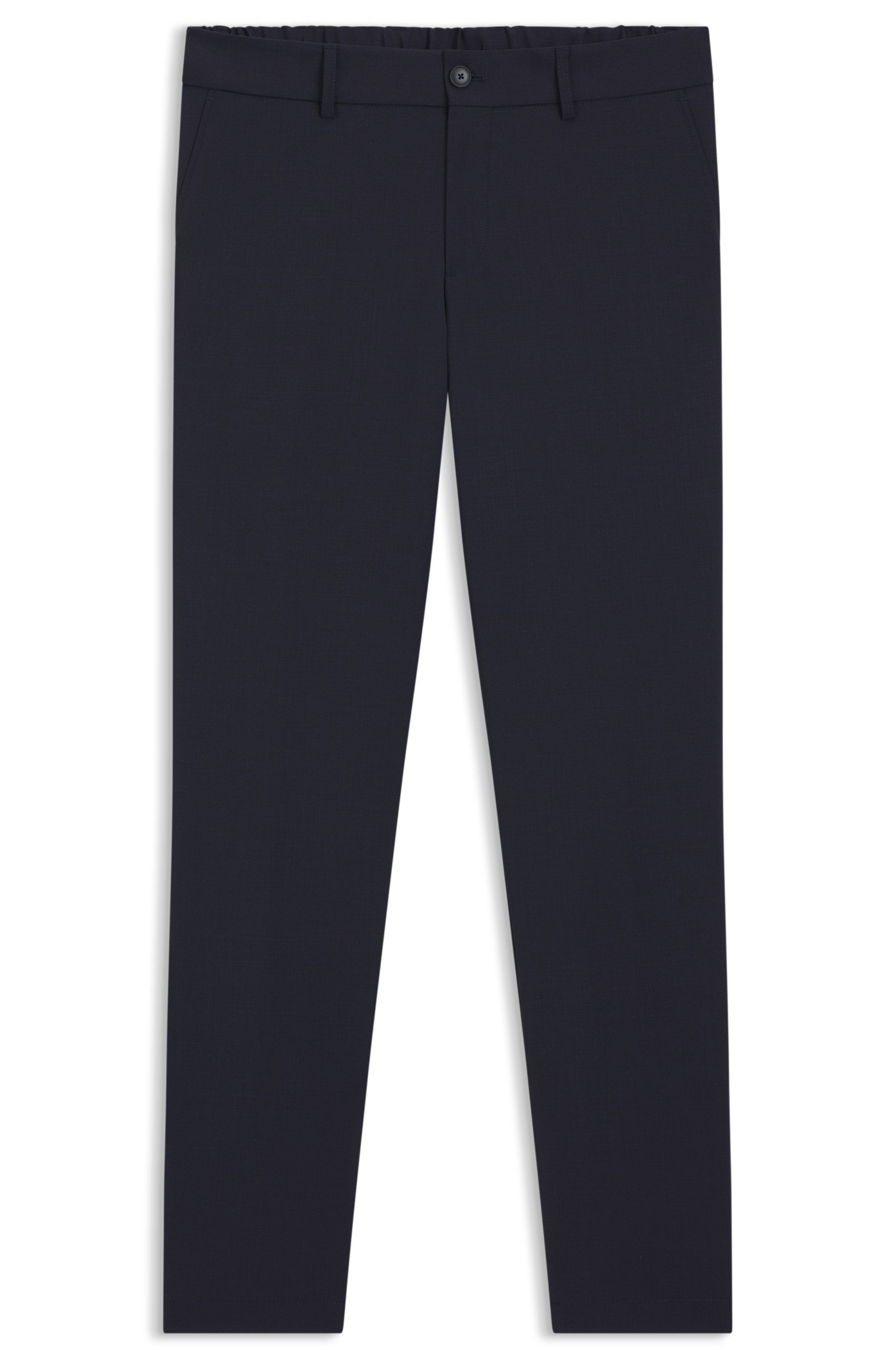 Kalhoty slim fit z pratelné vlněné směsi - Dark Blue