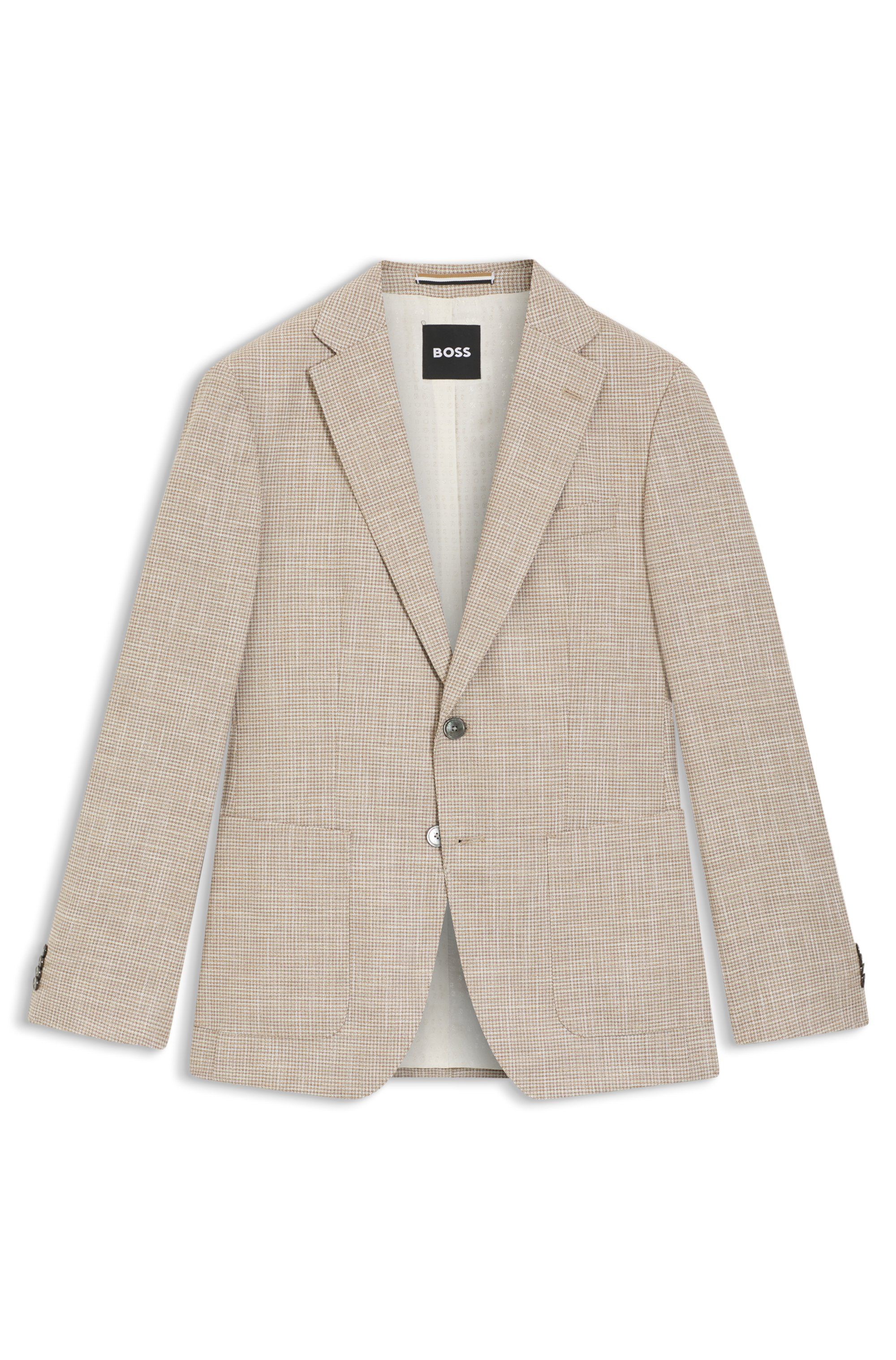 Sako regular střihu z kostkované pohodlné strečové látky - Dark Beige