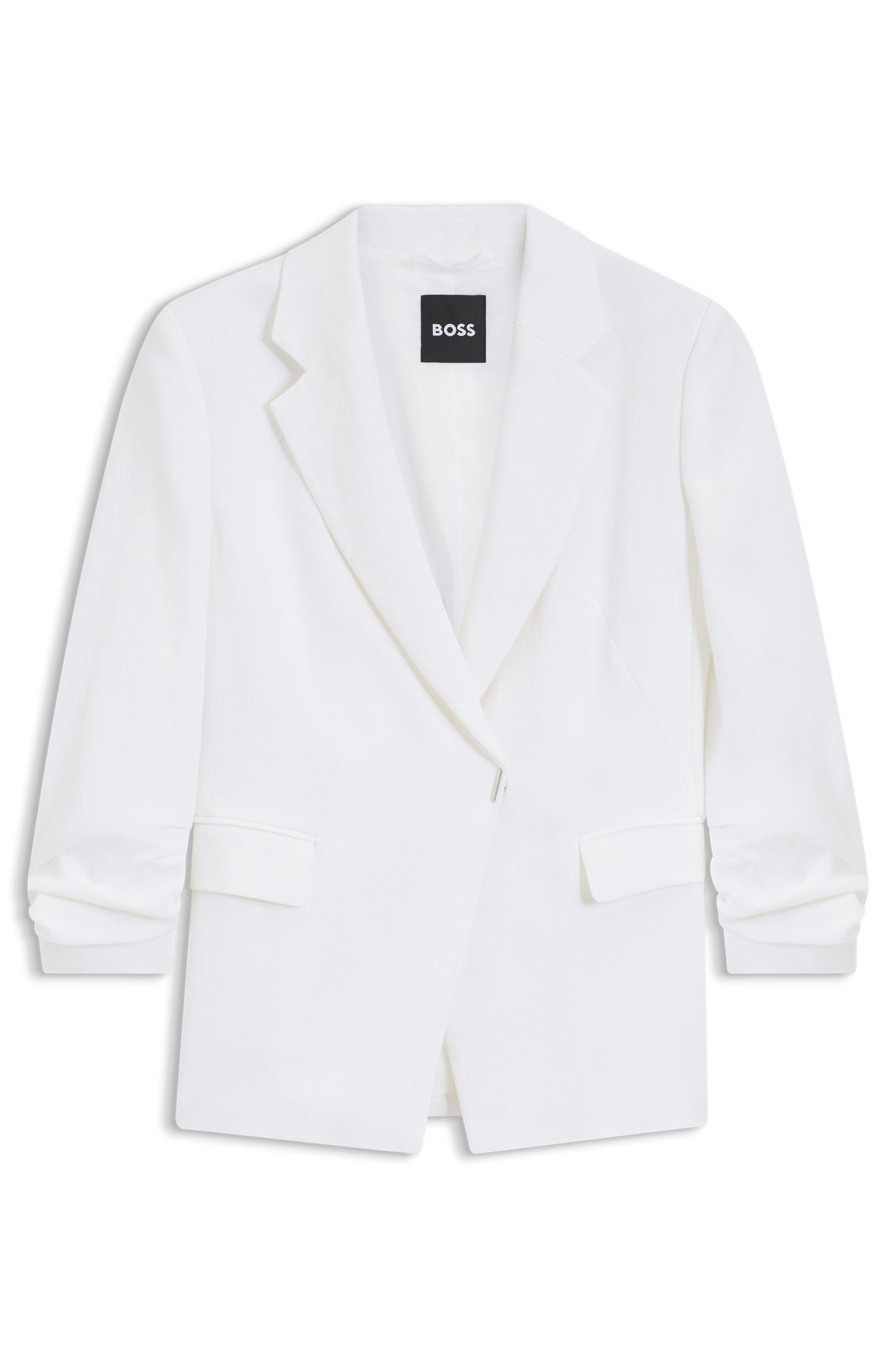 Slim fit bunda ze směsi lnu - White