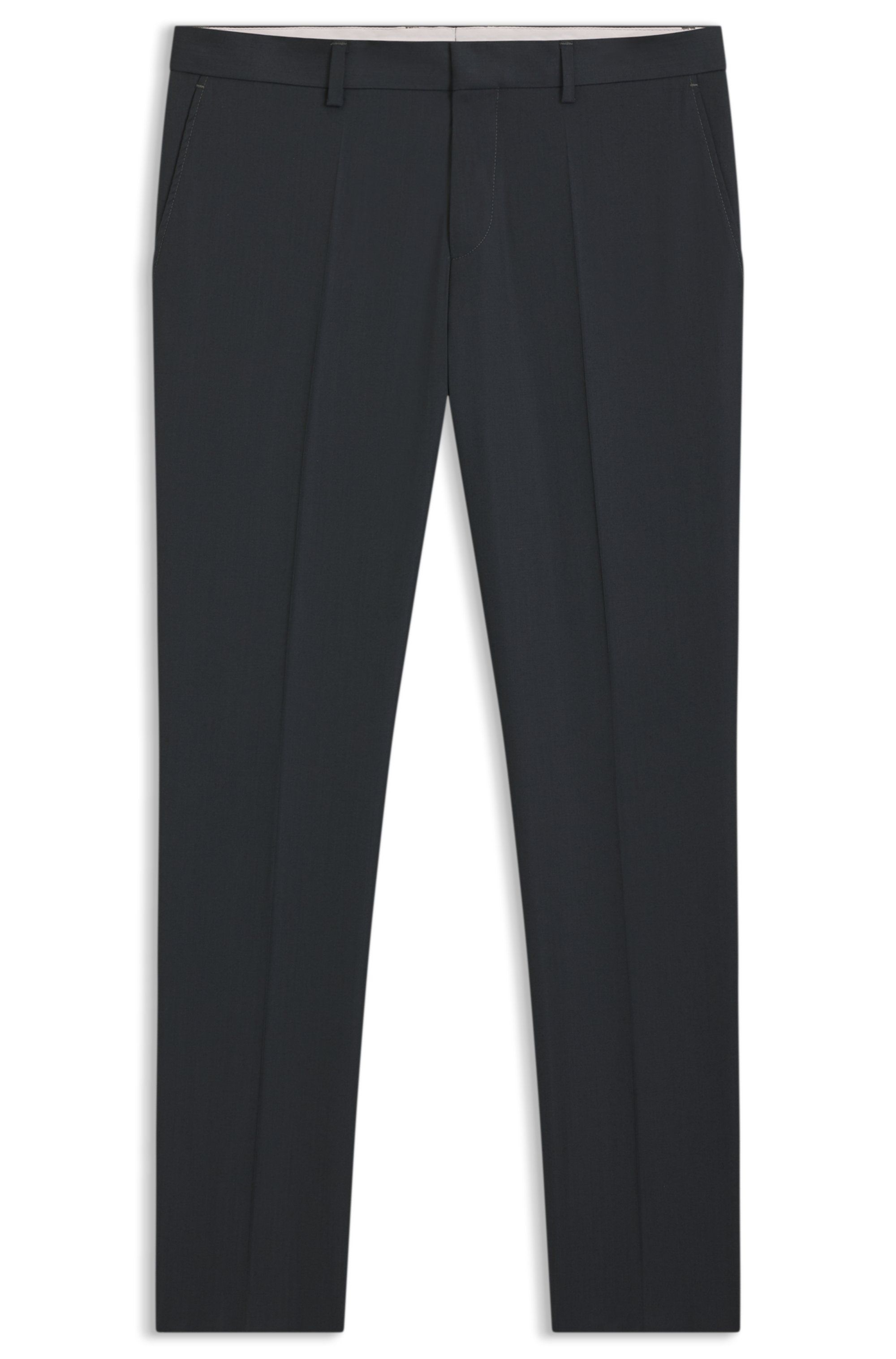 Kalhoty slim fit z mělanžové směsi strečové vlny - Open Green