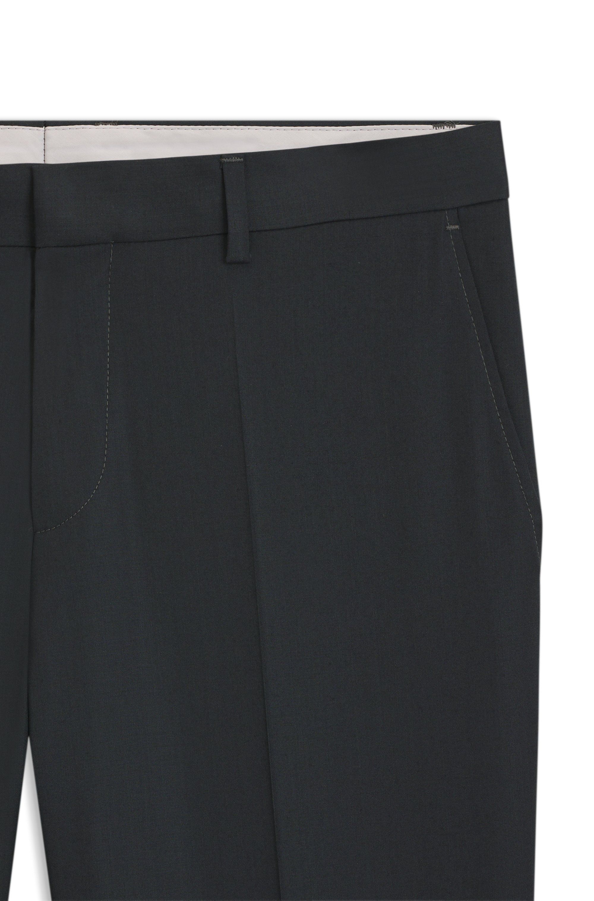 Kalhoty slim fit z mělanžové směsi strečové vlny - Open Green