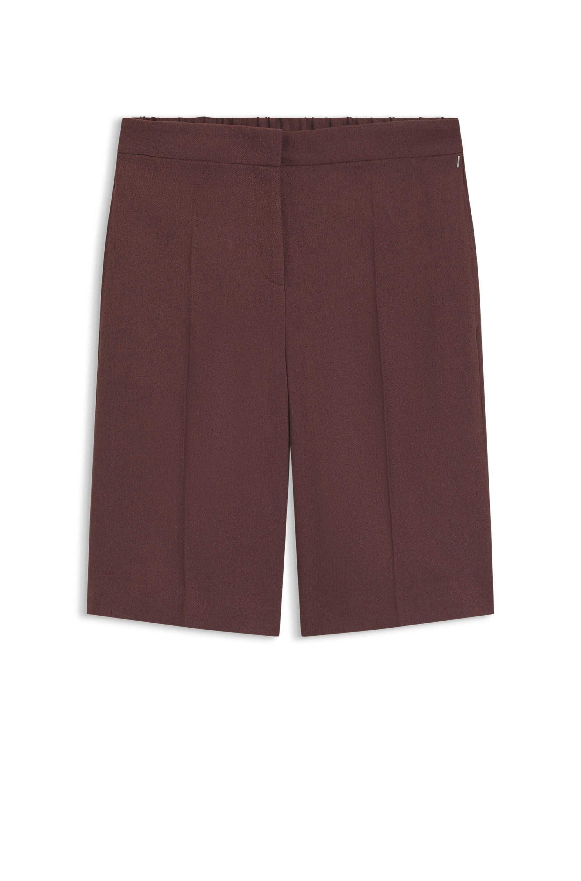 Šortky volného střihu ze směsi lnu - Dark Brown