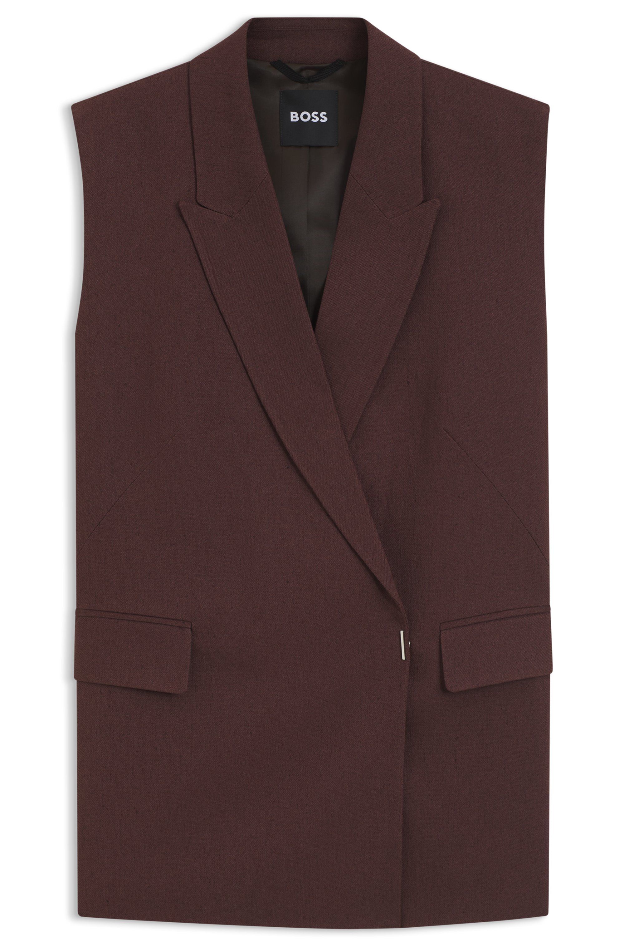 Vesta volného střihu ze směsi lnu - Dark Brown