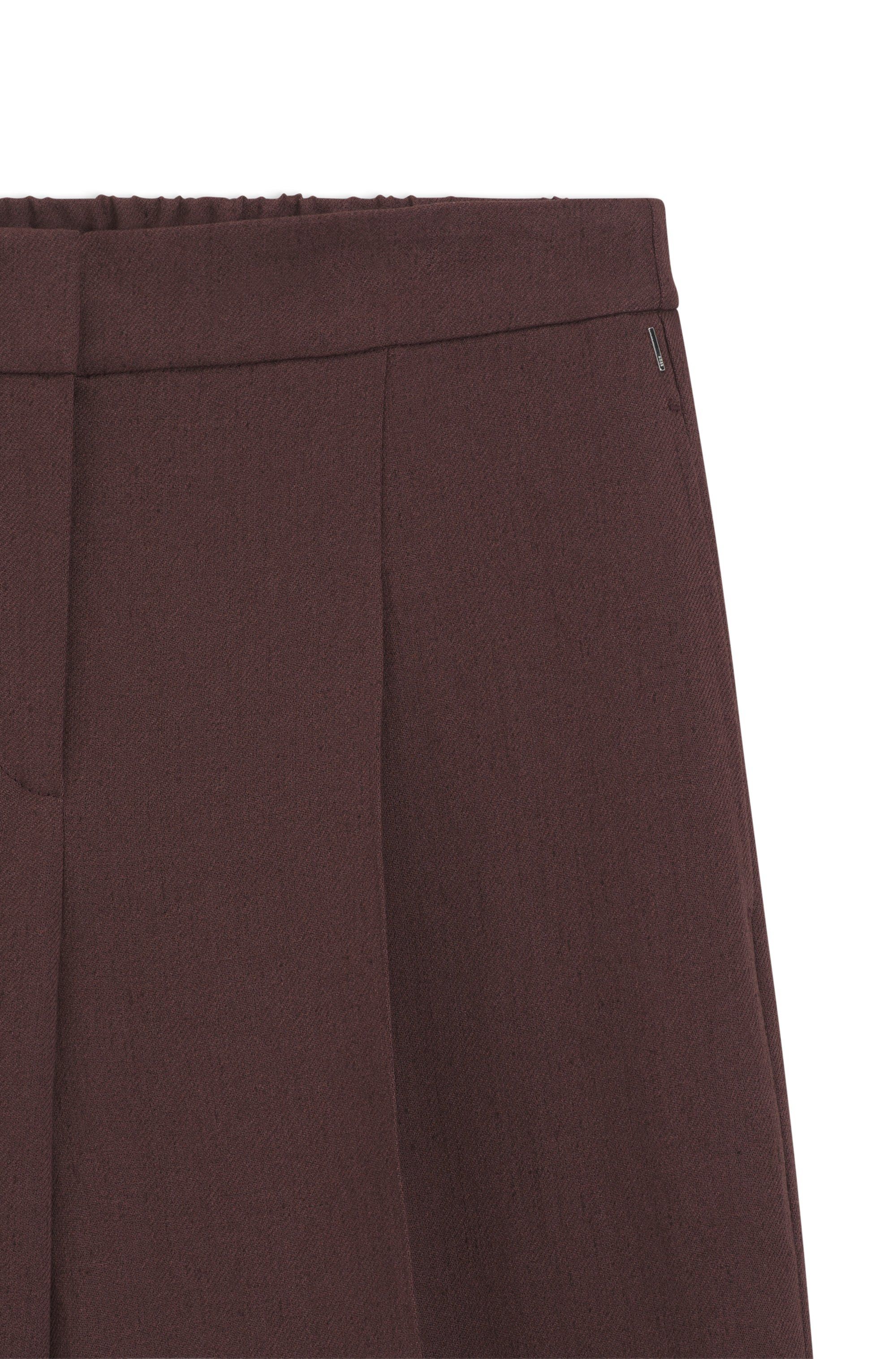 Kalhoty volného střihu ze směsi lnu - Dark Brown