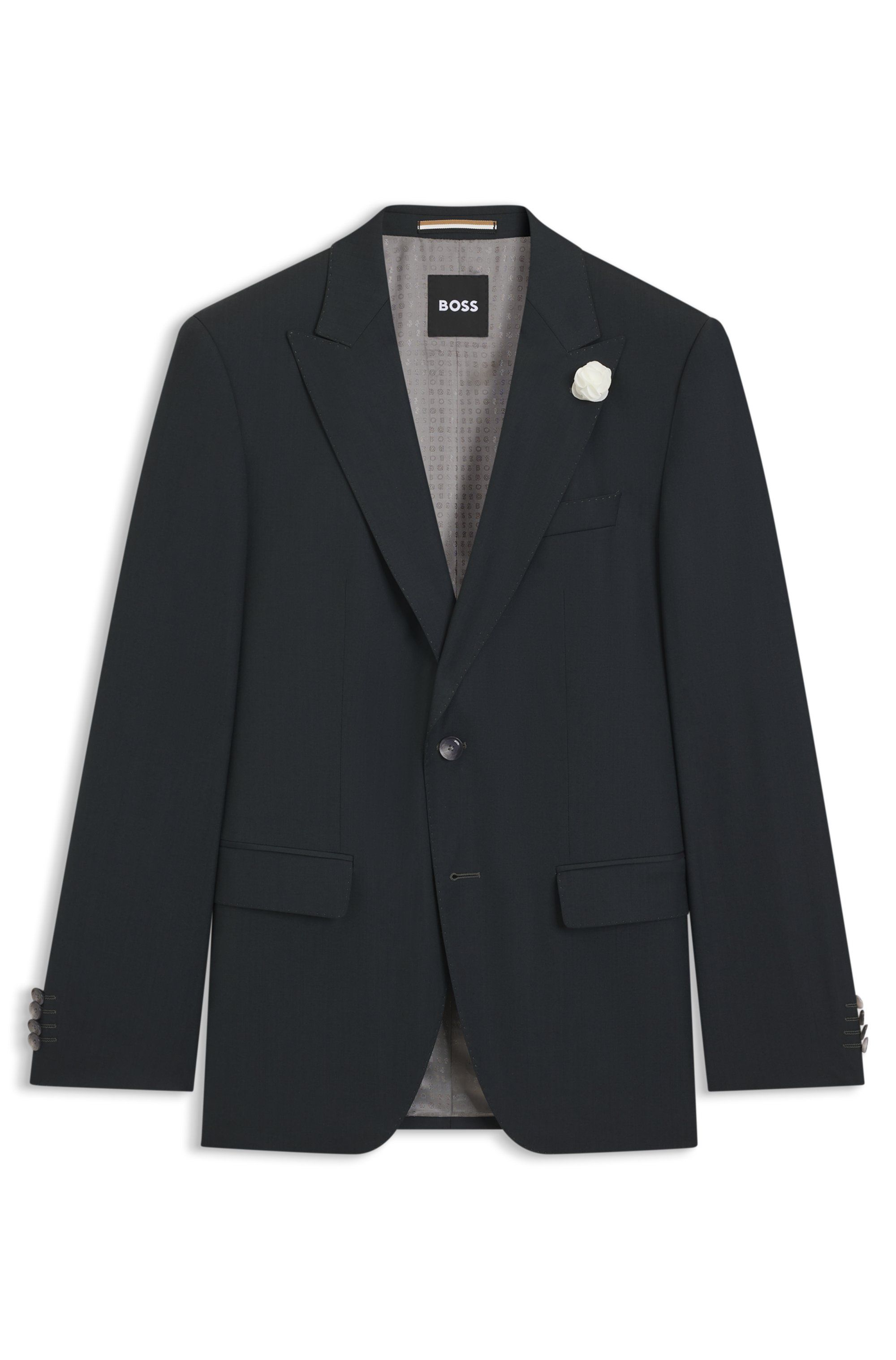 Úzký blazer z mělanžové vlněné směsi - Open Green