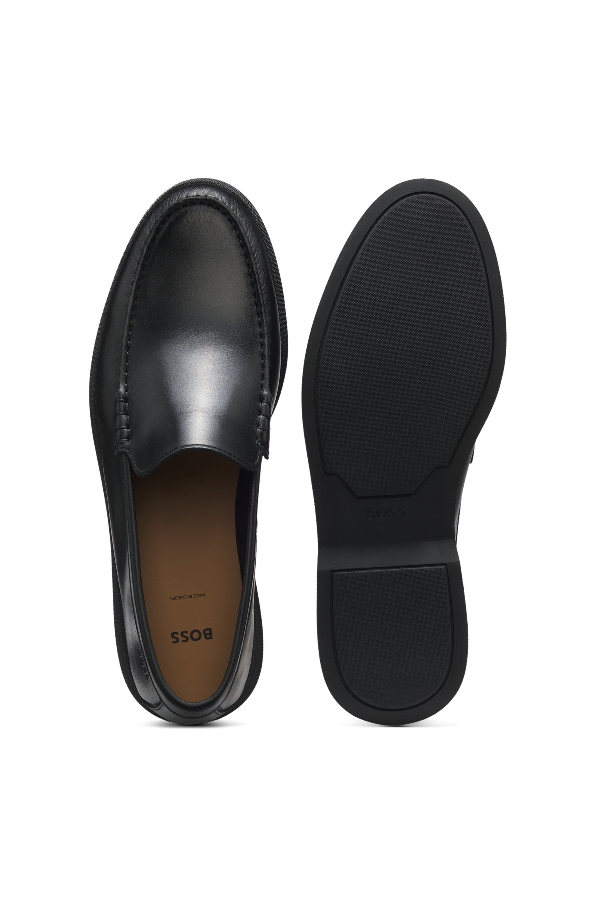 Kožené mokasíny s reliéfním logem - Black