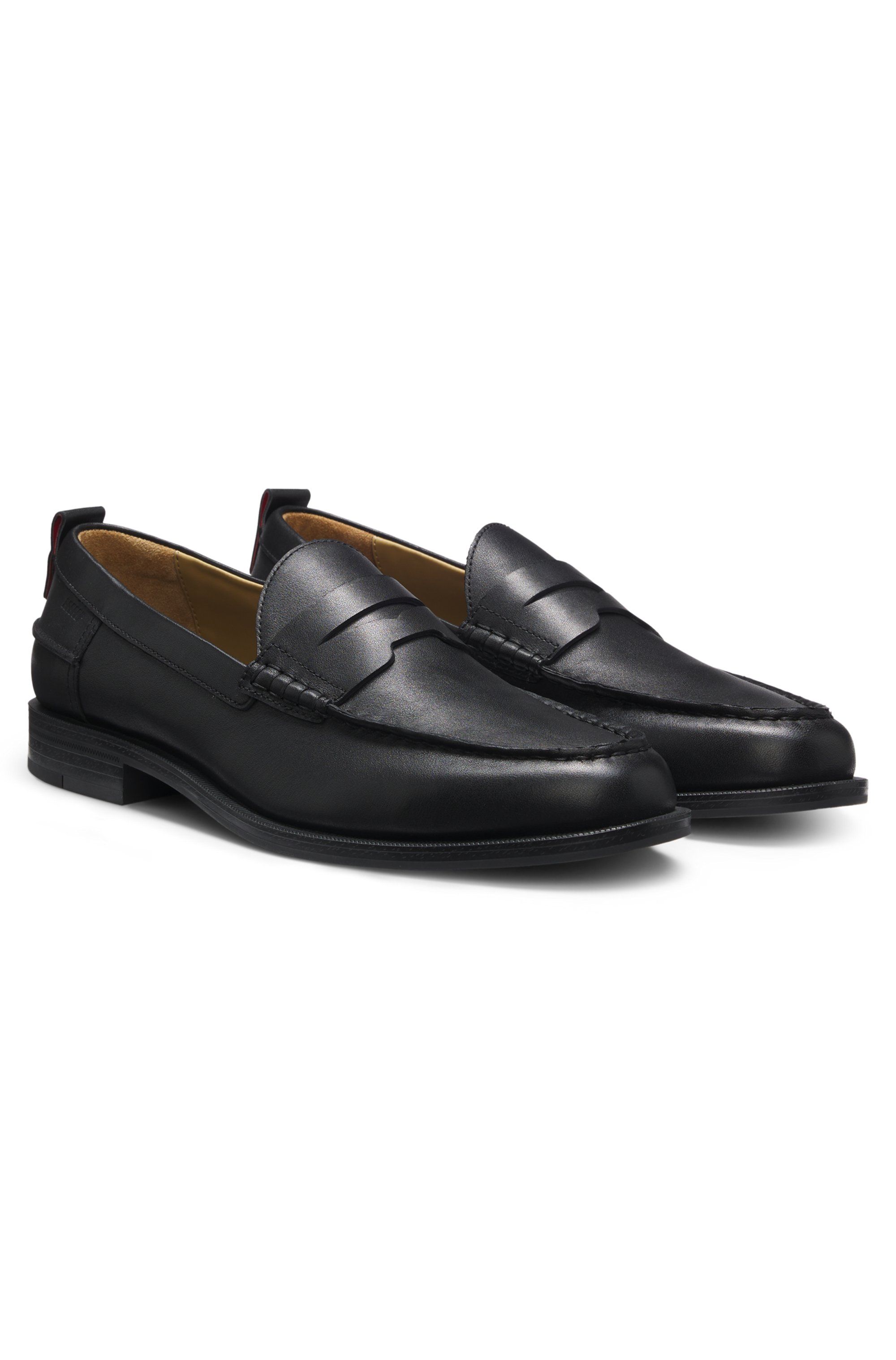 Kožené mokasíny s lemováním z penny - Black