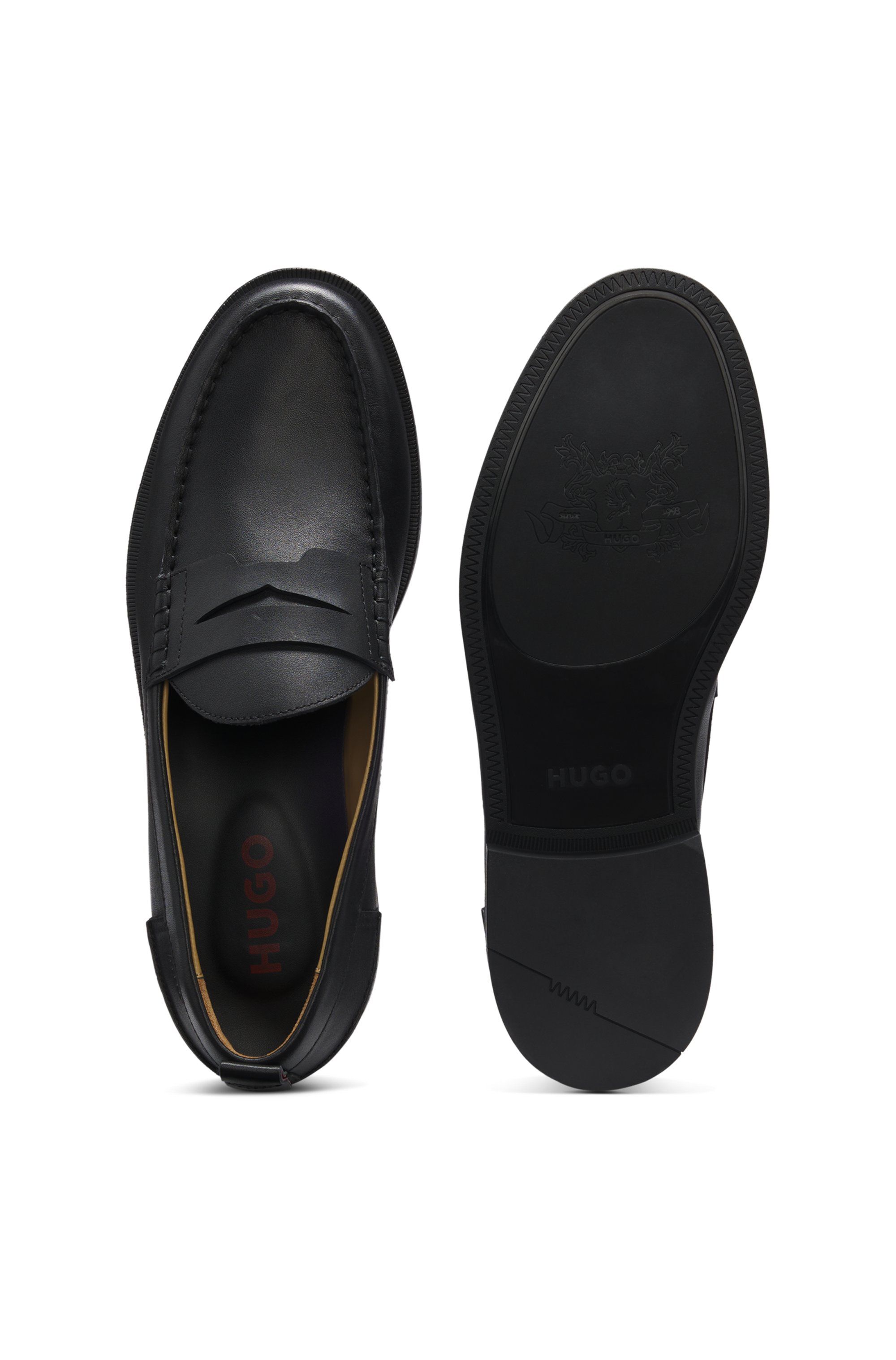 Kožené mokasíny s lemováním z penny - Black