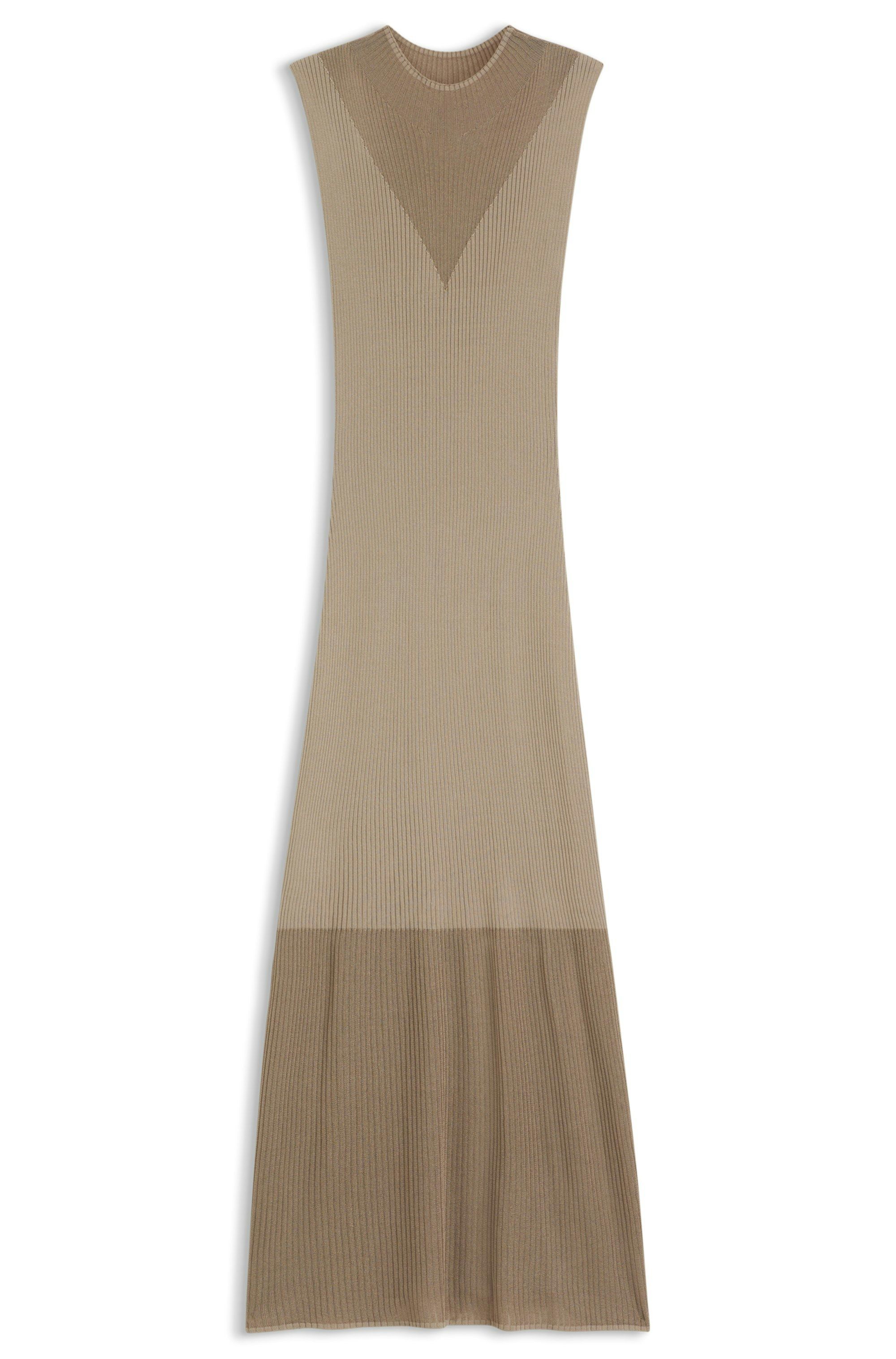 Žebrované šaty s efektem barevných bloků - Light/Pastel Brown