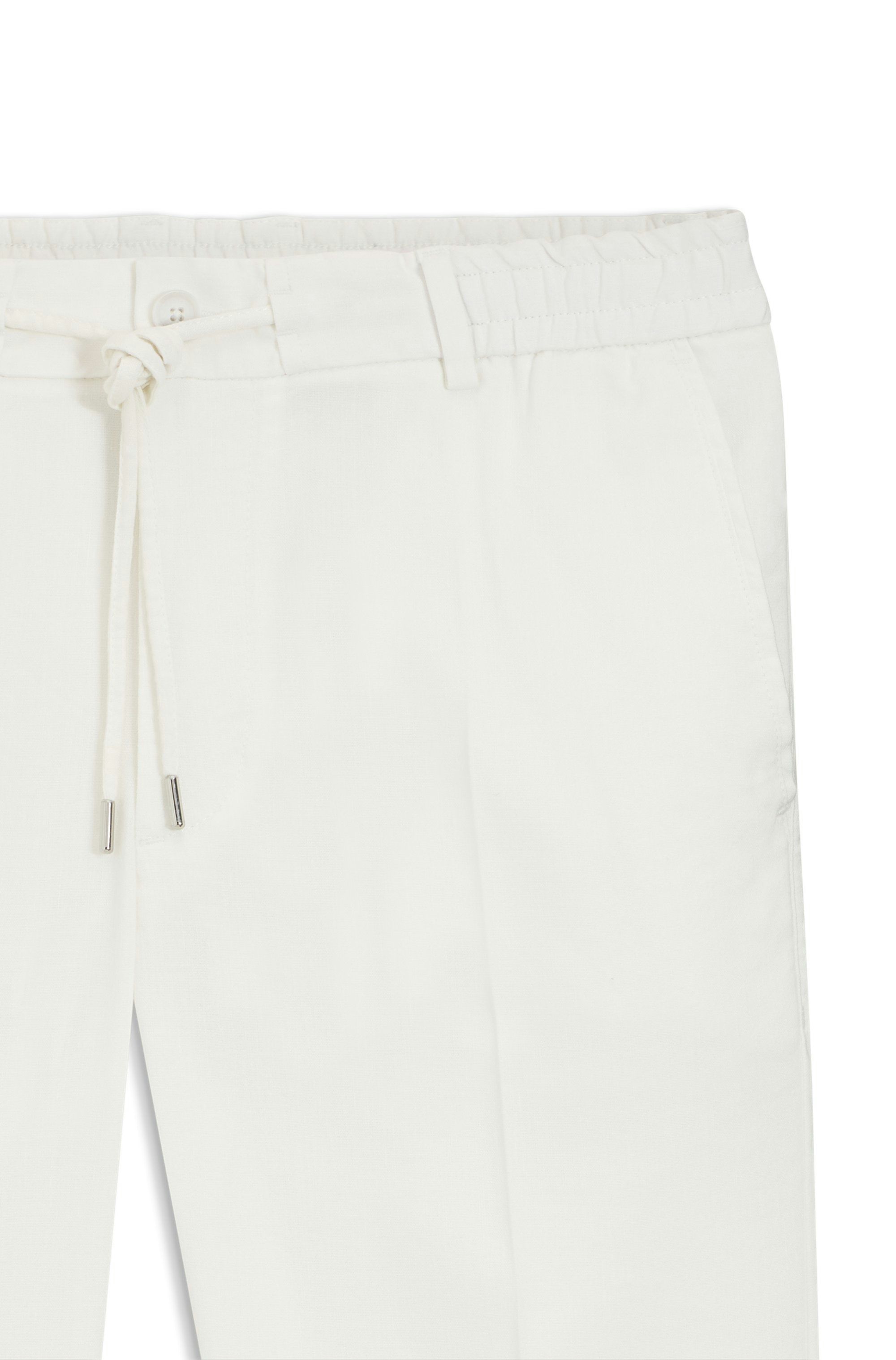 Kalhoty moderního střihu ze směsi lnu - White
