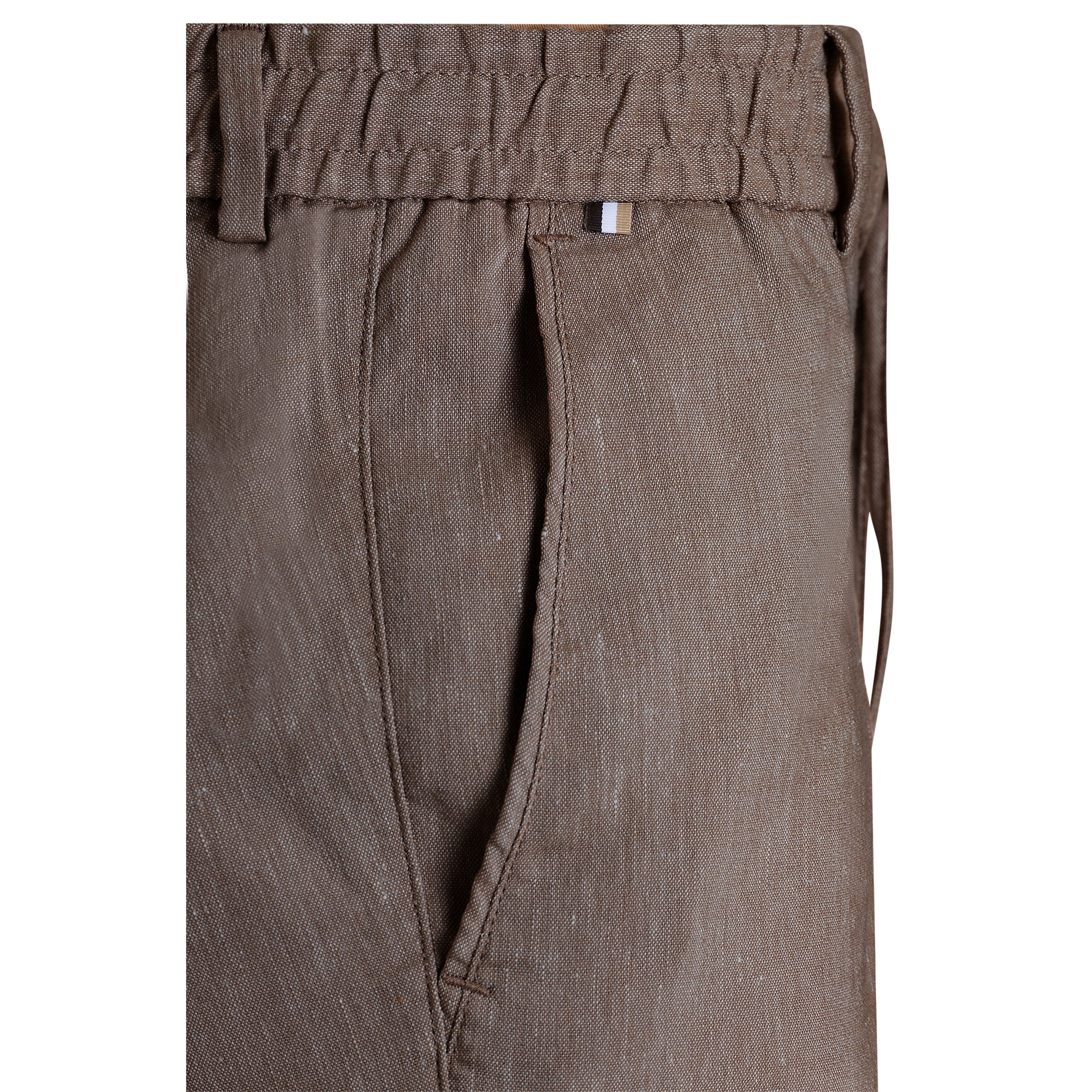 Kalhoty moderního střihu ze směsi lnu - Dark Brown