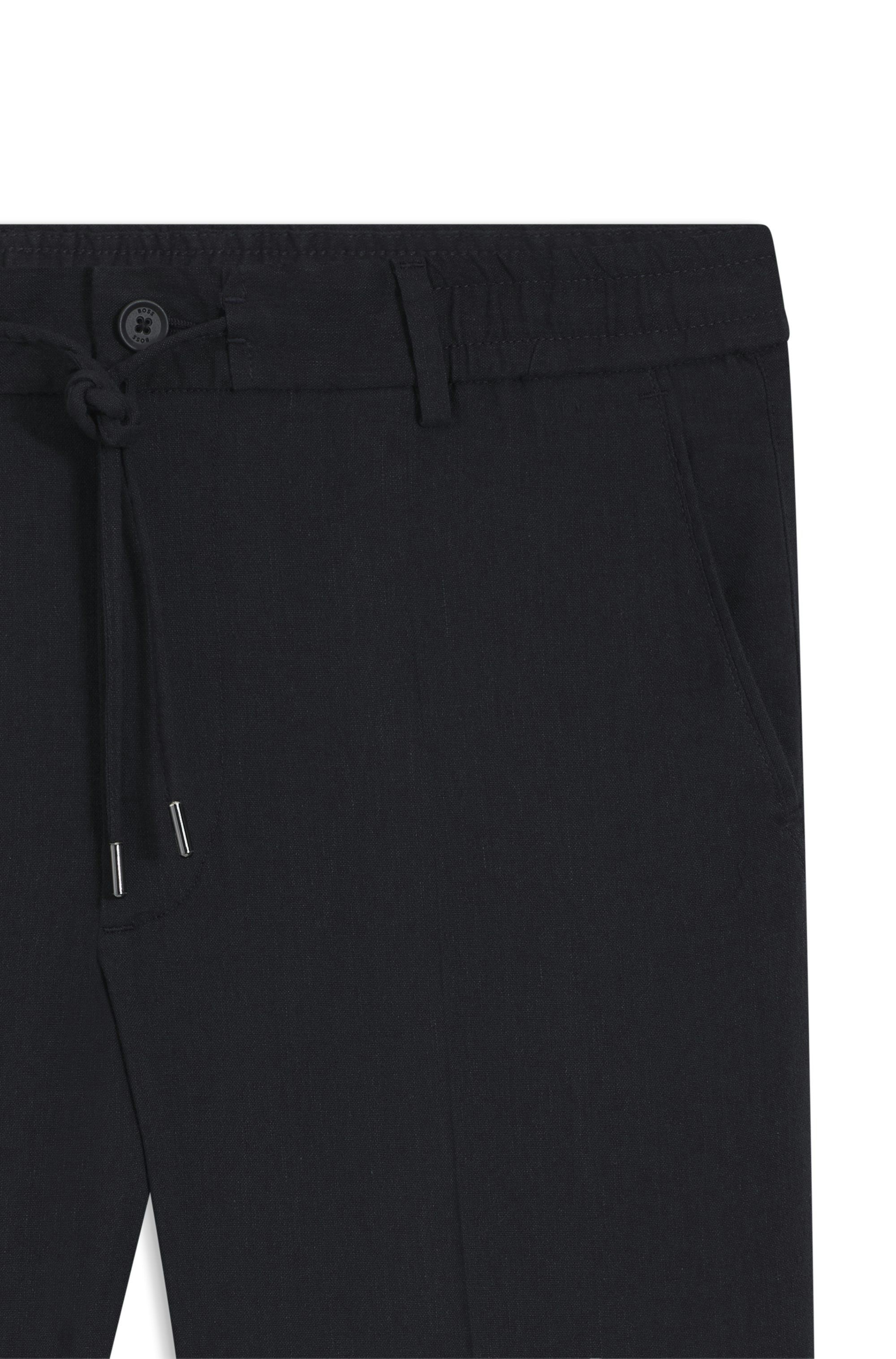 Kalhoty moderního střihu ze směsi lnu - Dark Blue