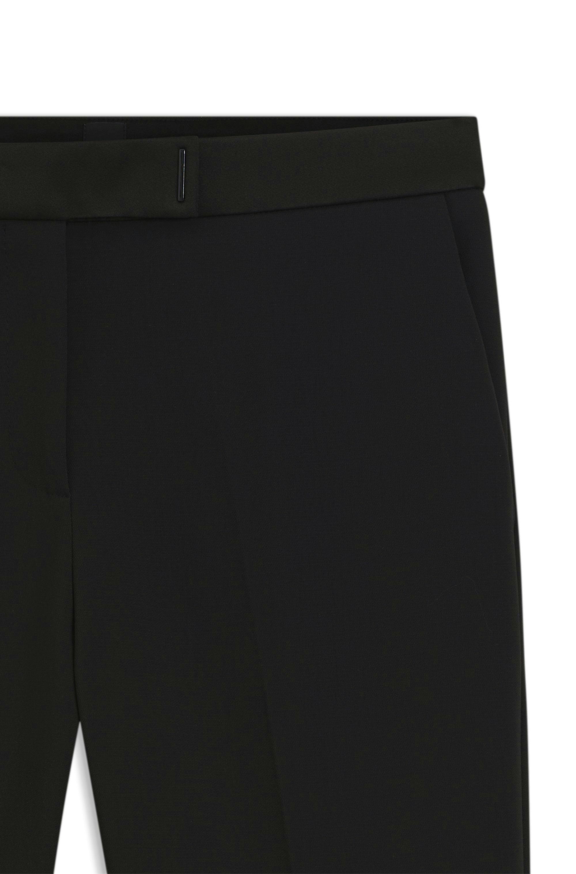 Slim fit strečové kalhoty s bočními rozparky - Black