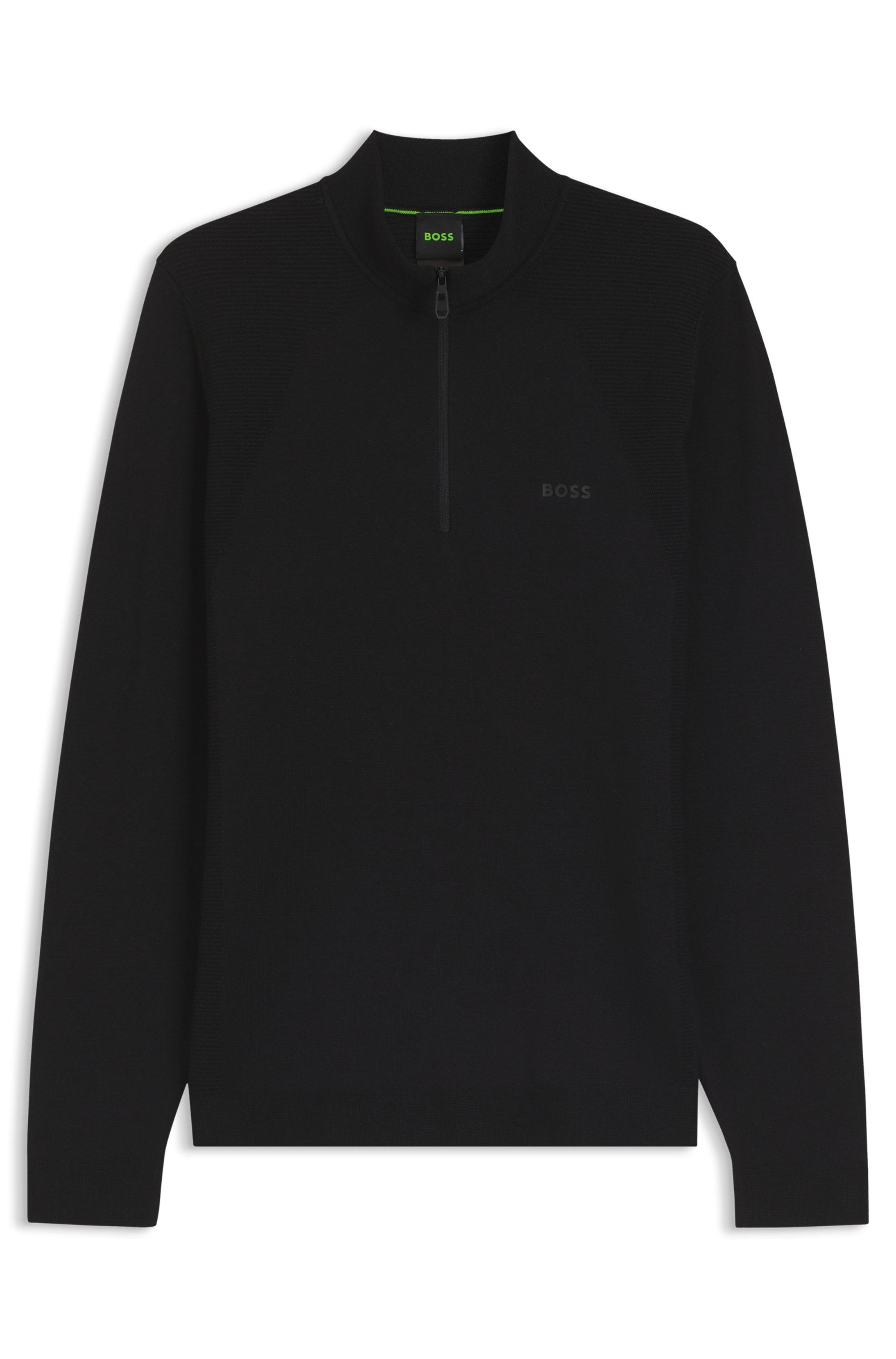 Svetr se zipem z bavlněné směsi - Black