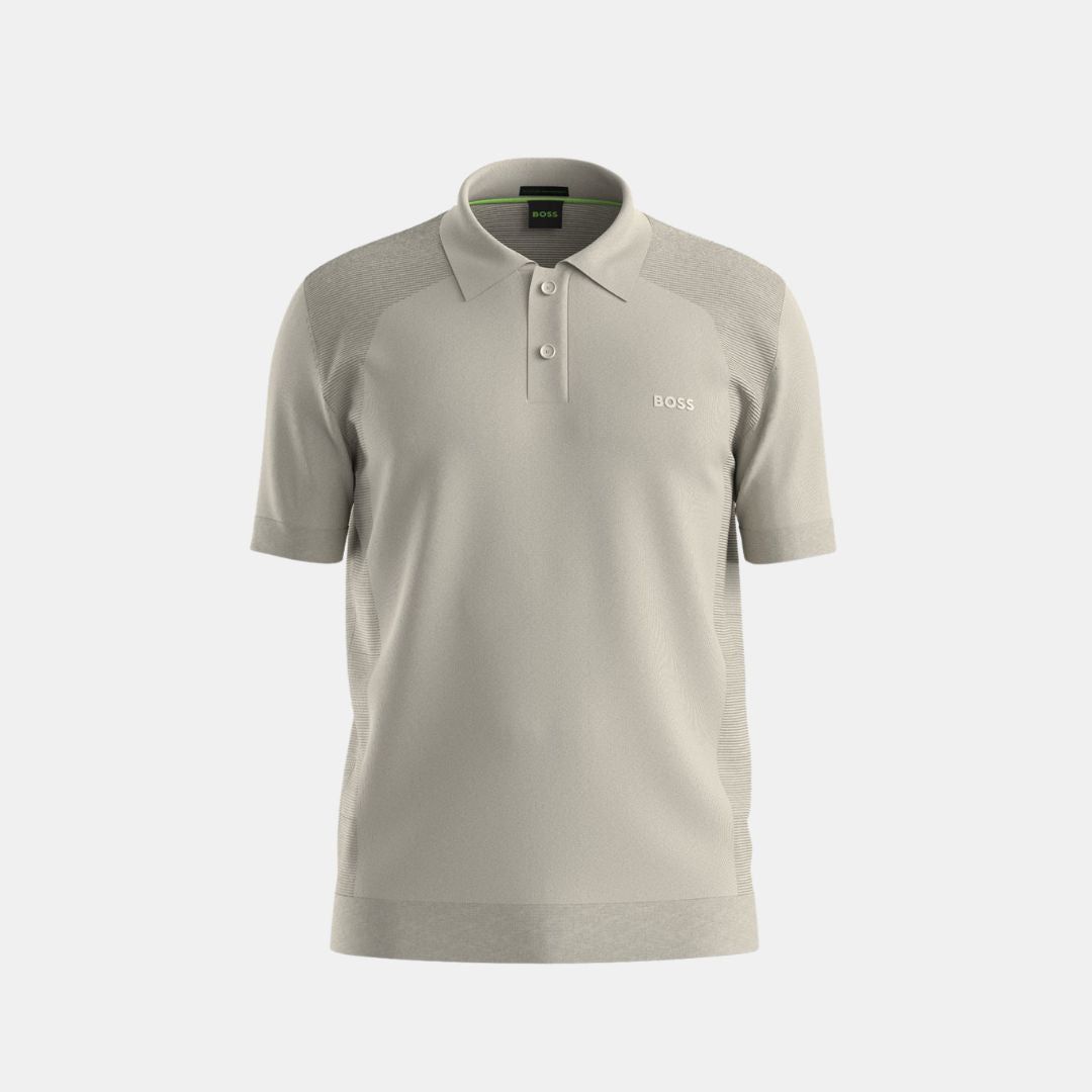 Polo tričko z bavlněné směsi s mapováním těla - Light Beige