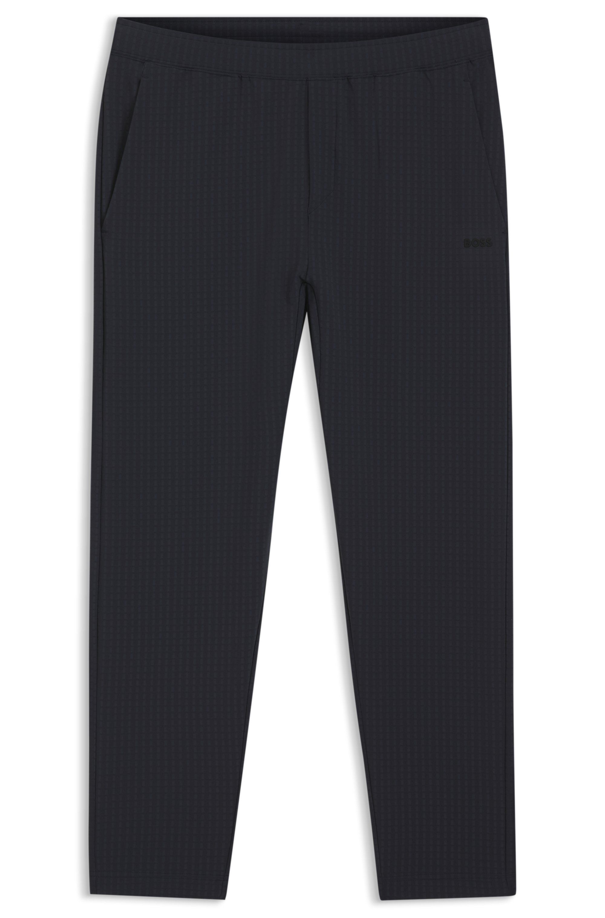 Kalhoty se stahovací šňůrkou z elastické vaflové tkaniny s rámovaným zipem - Dark Blue