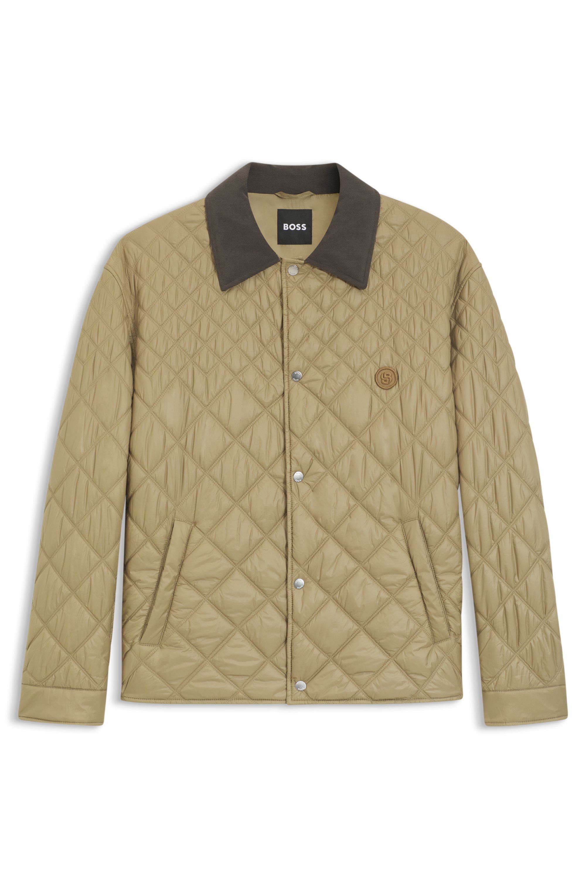 Voděodolná bunda se smíšeným prošíváním - Dark Beige