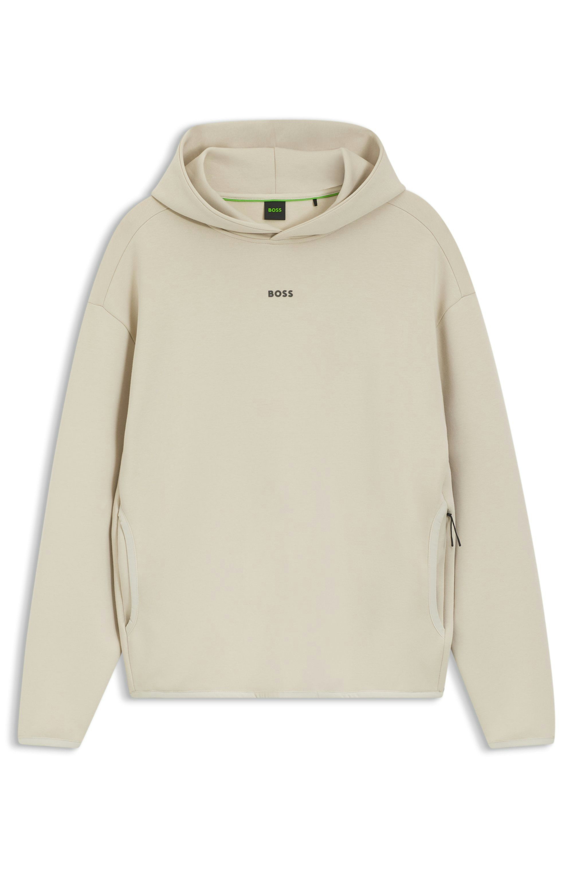 Mikina z bavlněné směsi s reflexním potiskem - Light Beige