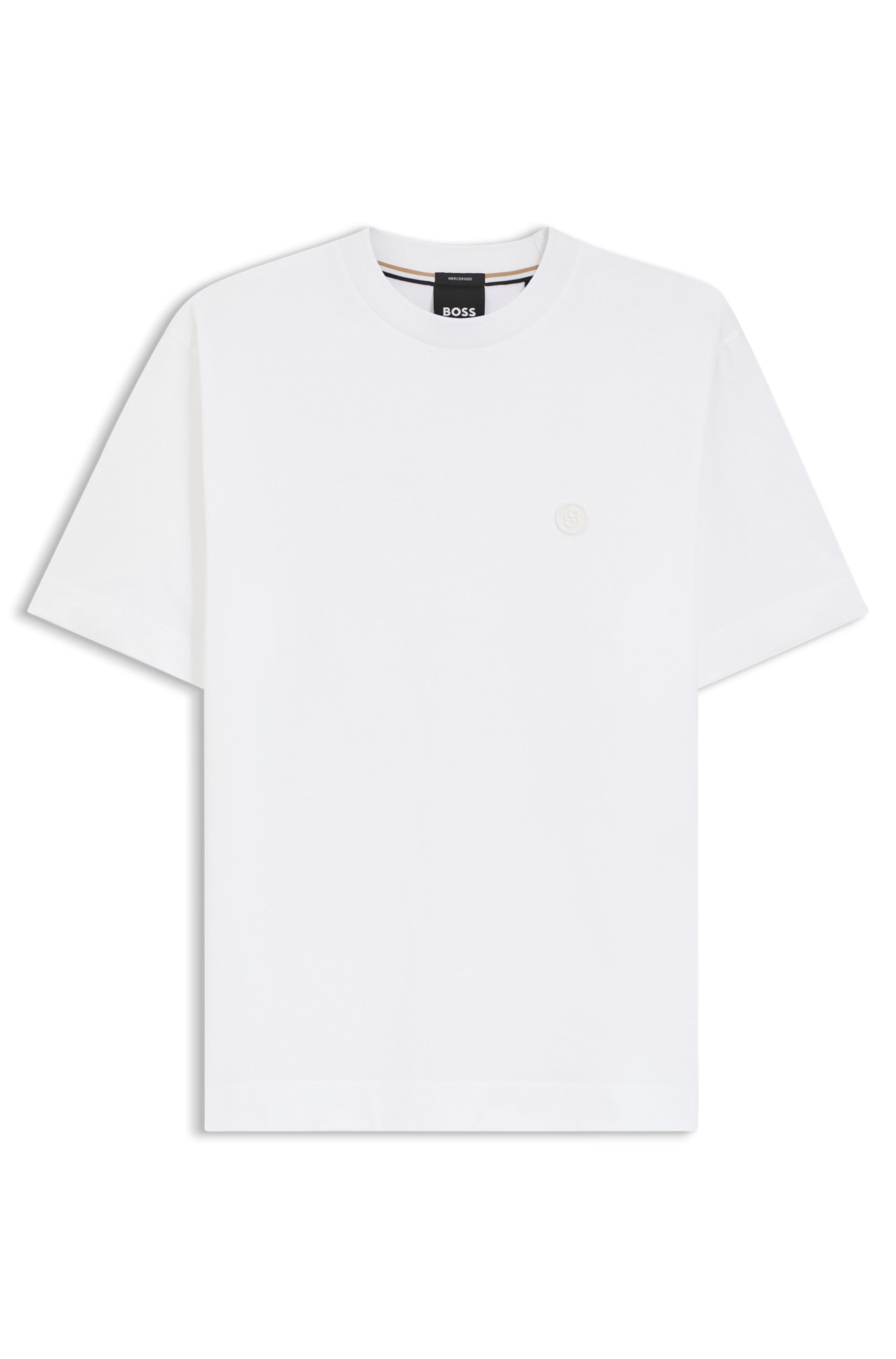 Tričko z mercerizované bavlny s dvojitým monogramem B - White