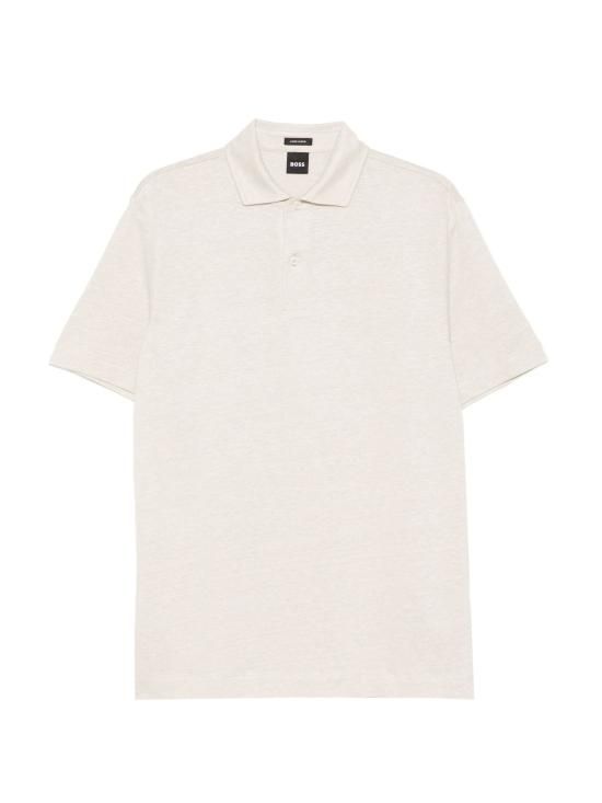 Polotričko regular střihu z bavlny a lnu - Open Beige