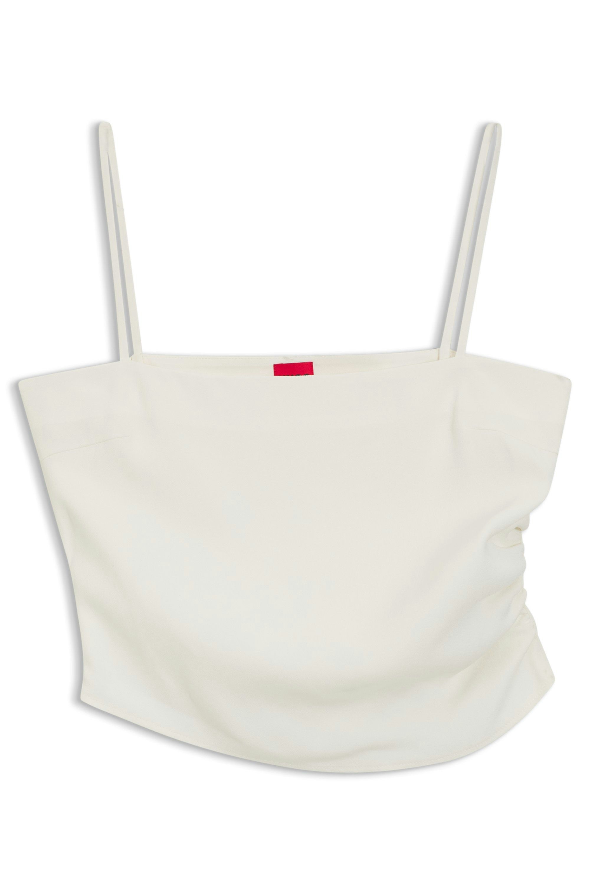Nabíraný bandeau top s ramínky - Open White