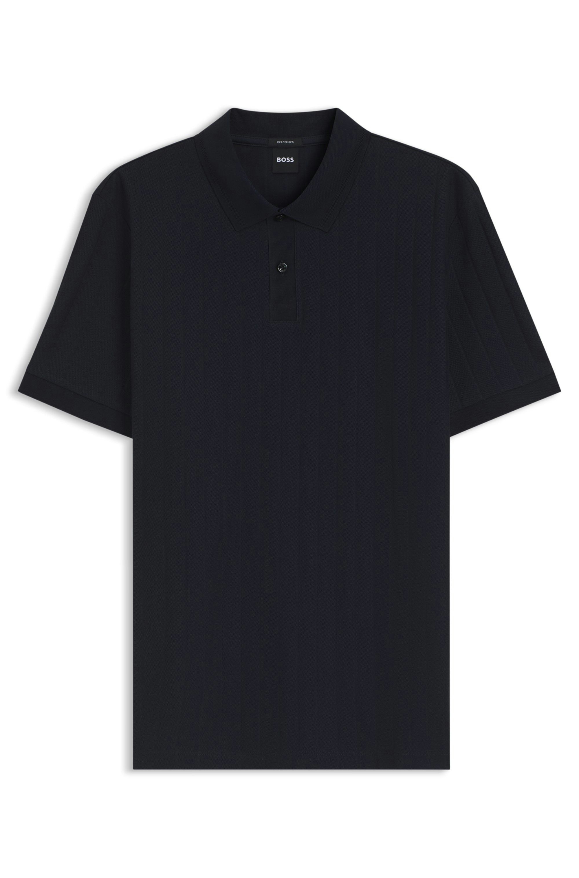 Polotričko z mercerizované bavlny s vertikálními pruhy - Dark Blue