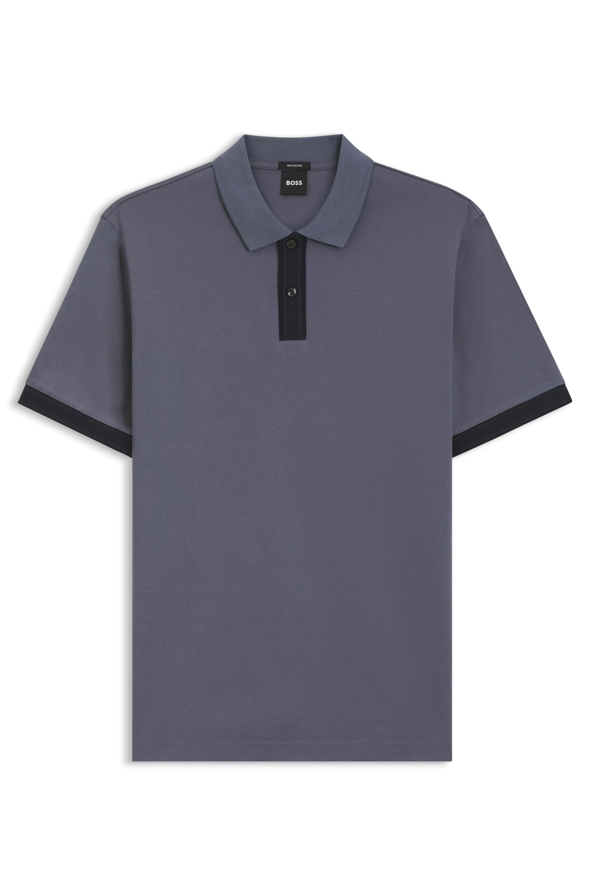 Polotričko z mercerizované bavlny s pruhovanými lemováním - Open Blue