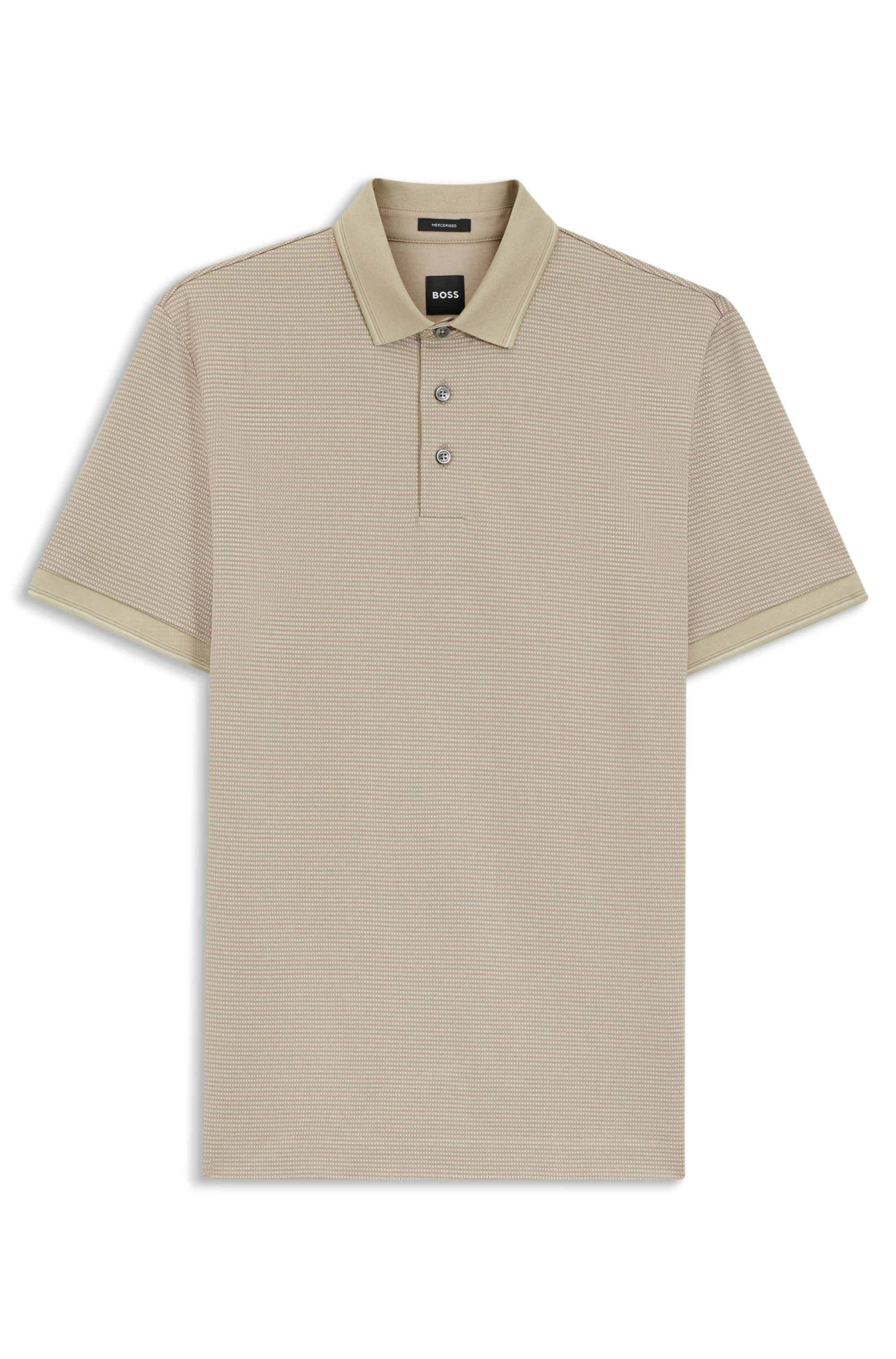 Polotričko z mercerizované bavlny s tříbarevným žakárovým vzorem - Open Beige
