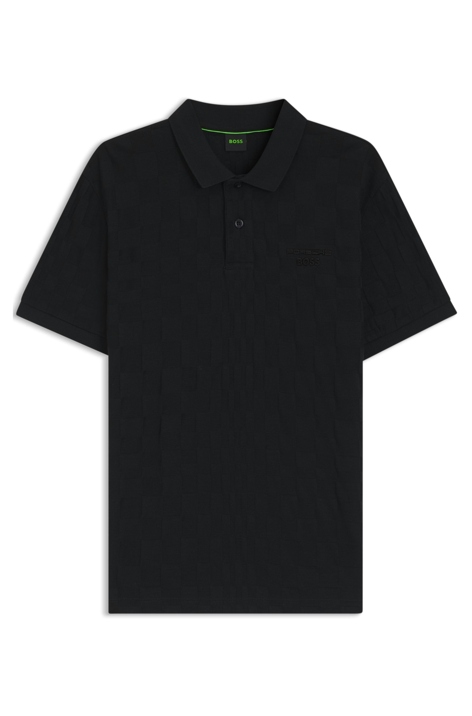 Polotričko Porsche x BOSS z bavlny s žakárovým vzorem - Black